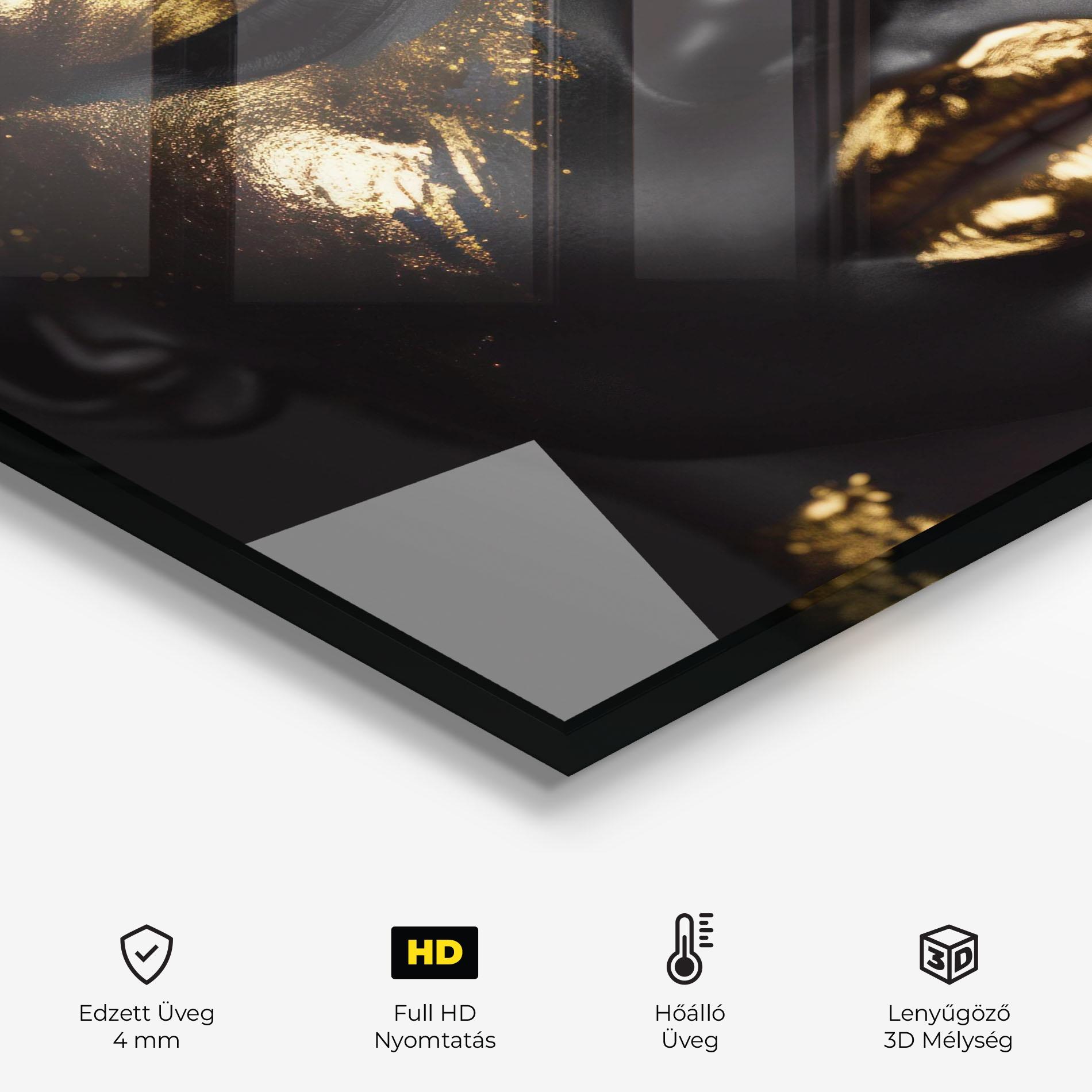 Konyhai üveg hátfal Gold Eyes Makeup mockup 2