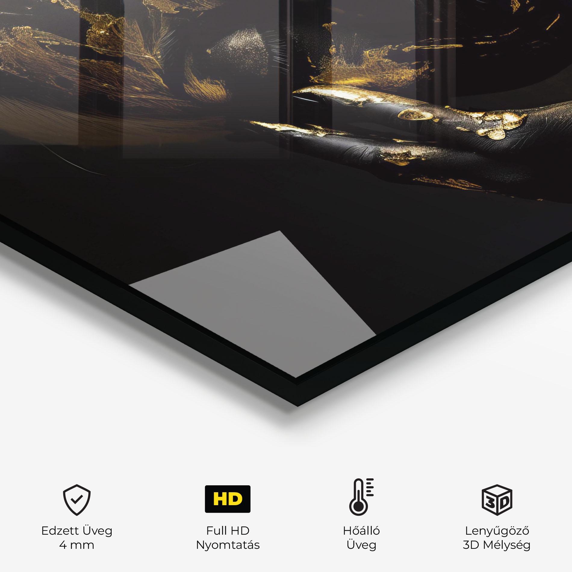 Konyhai üveg hátfal Gold Makeup On Black mockup 2