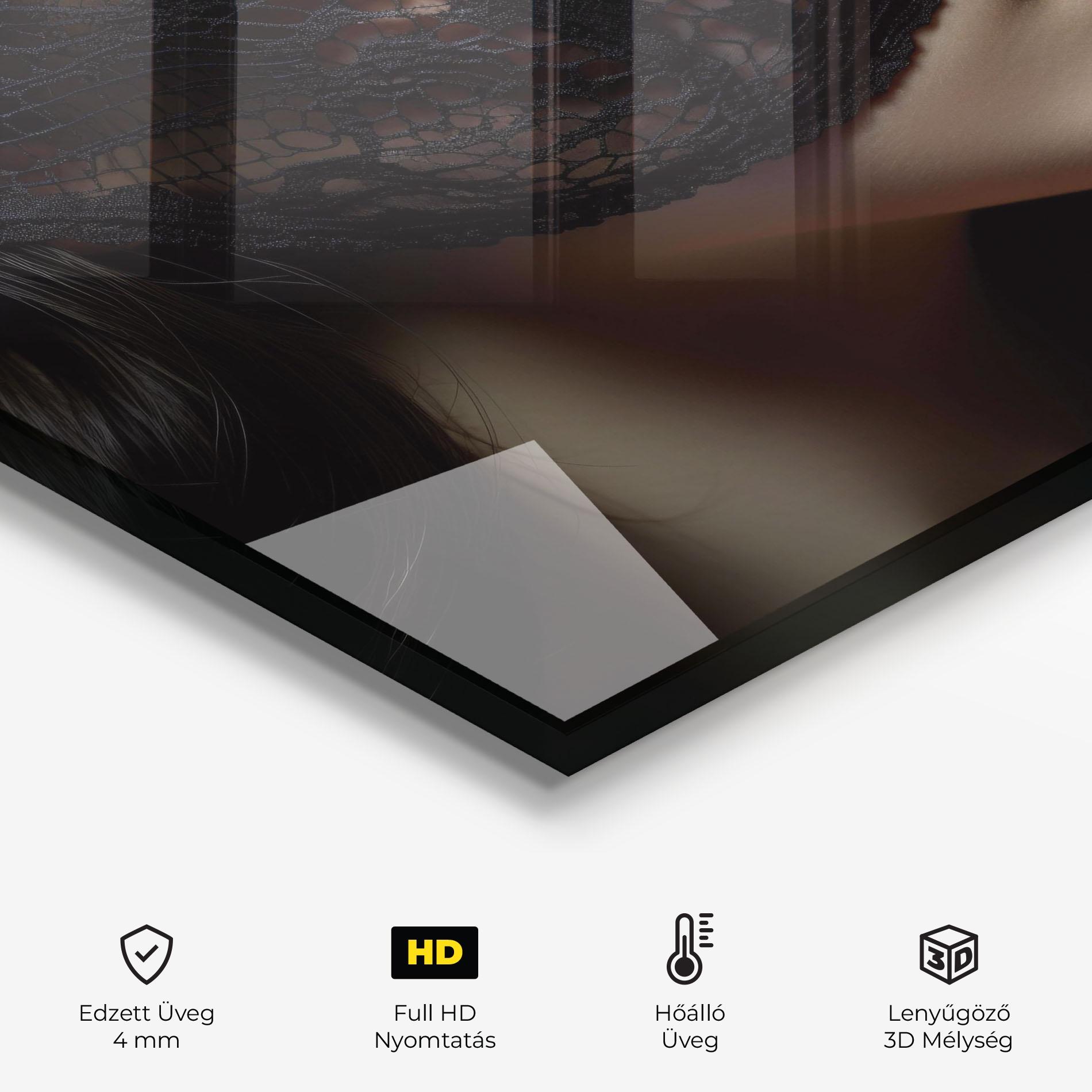 Konyhai üveg hátfal Mysterious Girl mockup 2