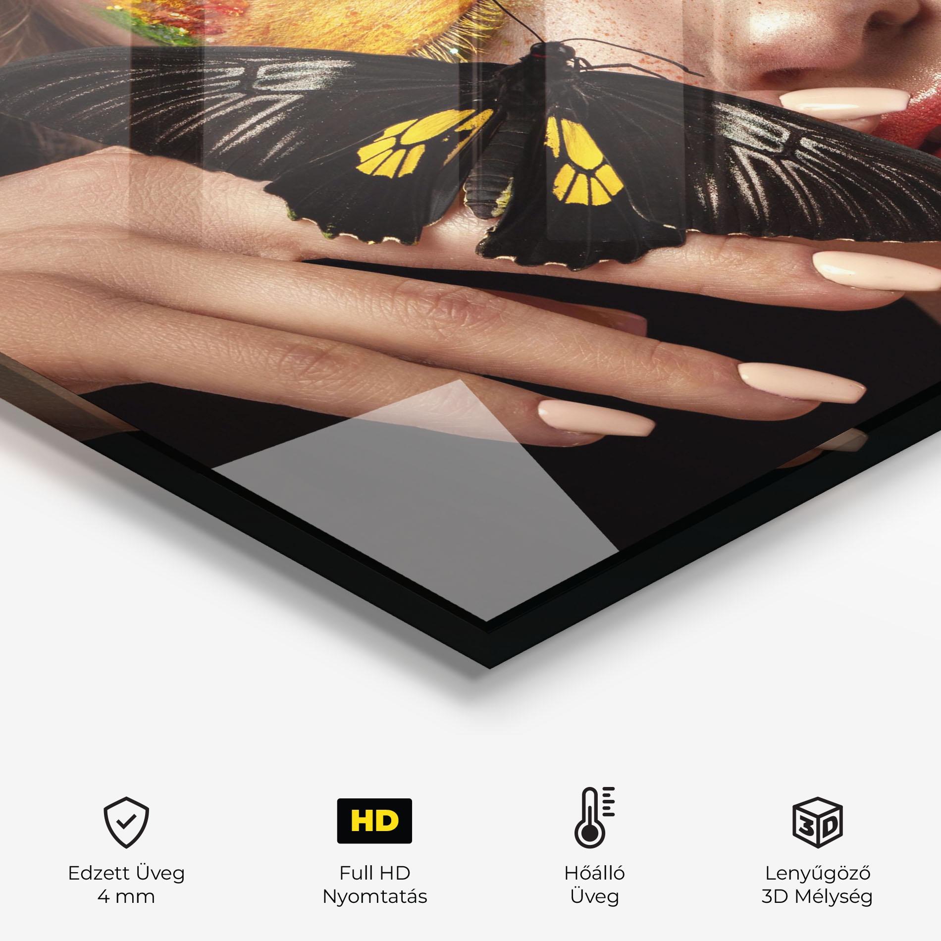 Konyhai üveg hátfal Pretty Butterflu Makeup mockup 2