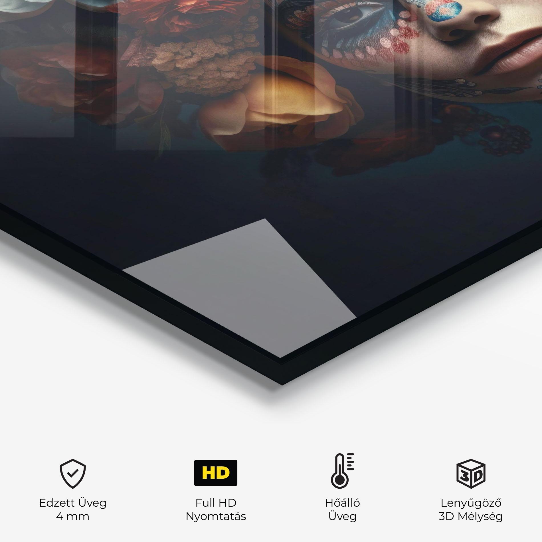 Konyhai üveg hátfal Skull Makeup mockup 2