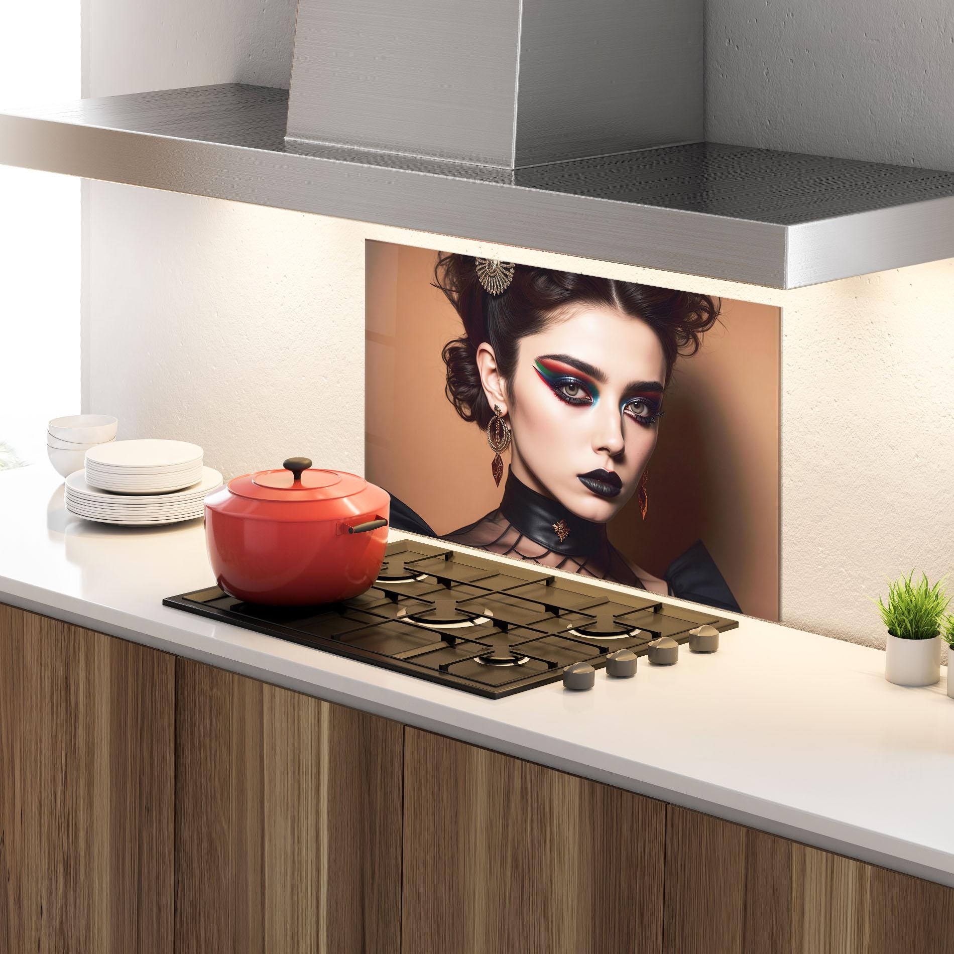 Konyhai üveg hátfal Black Lips Makeup mockup 4