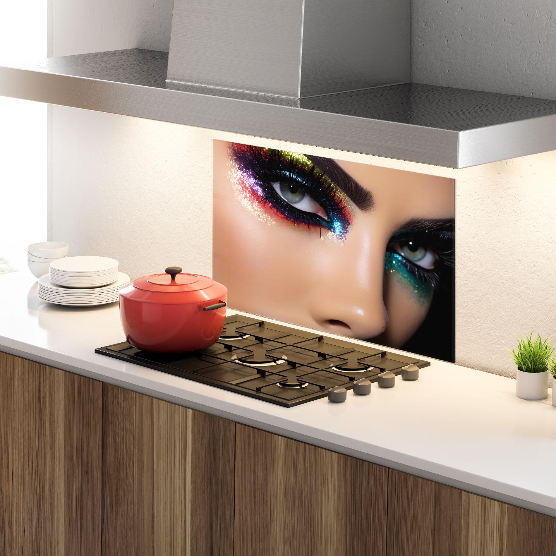 Konyhai üveg hátfal Feminine Makeup Model mockup 4