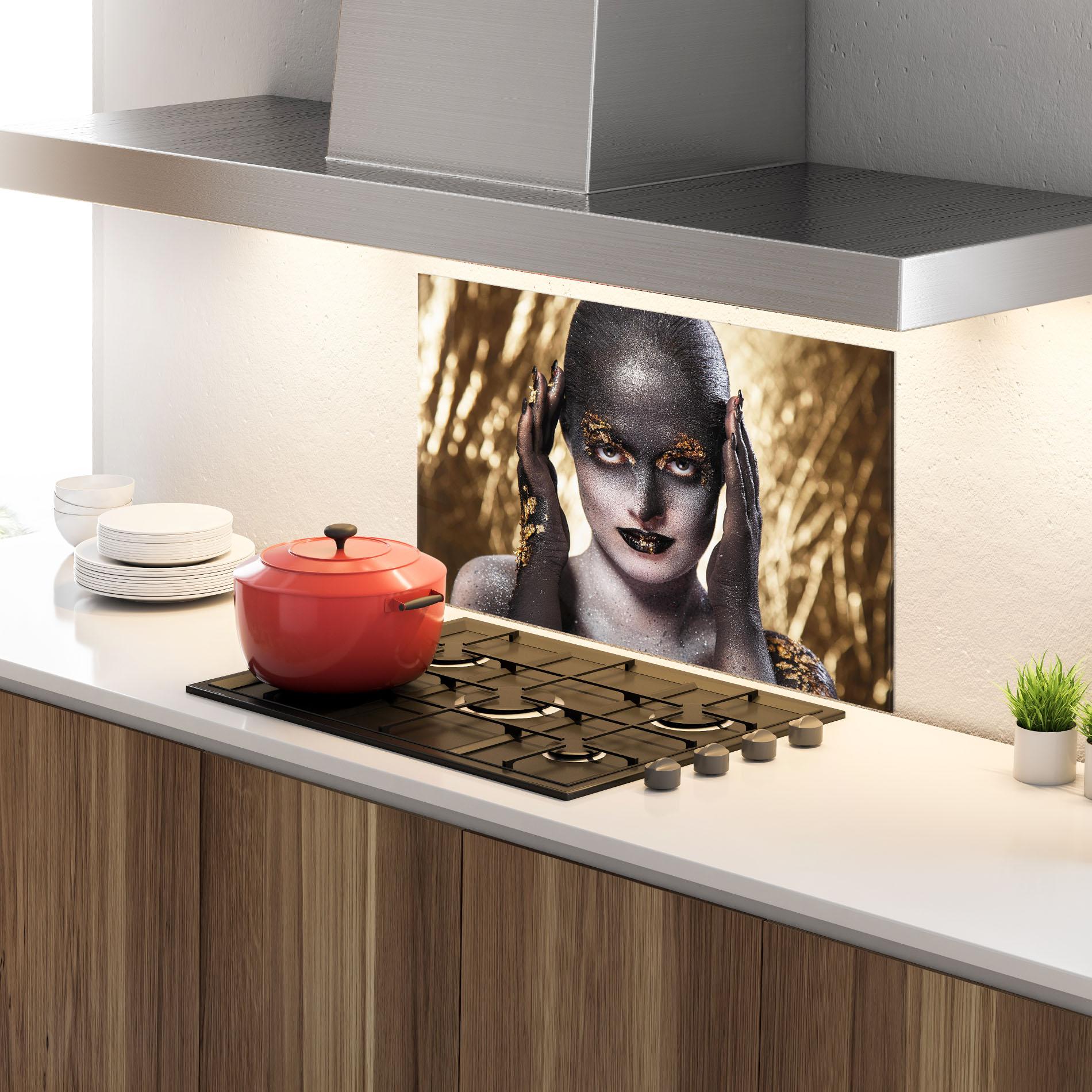 Konyhai üveg hátfal Glitter Artistic Makeup mockup 4