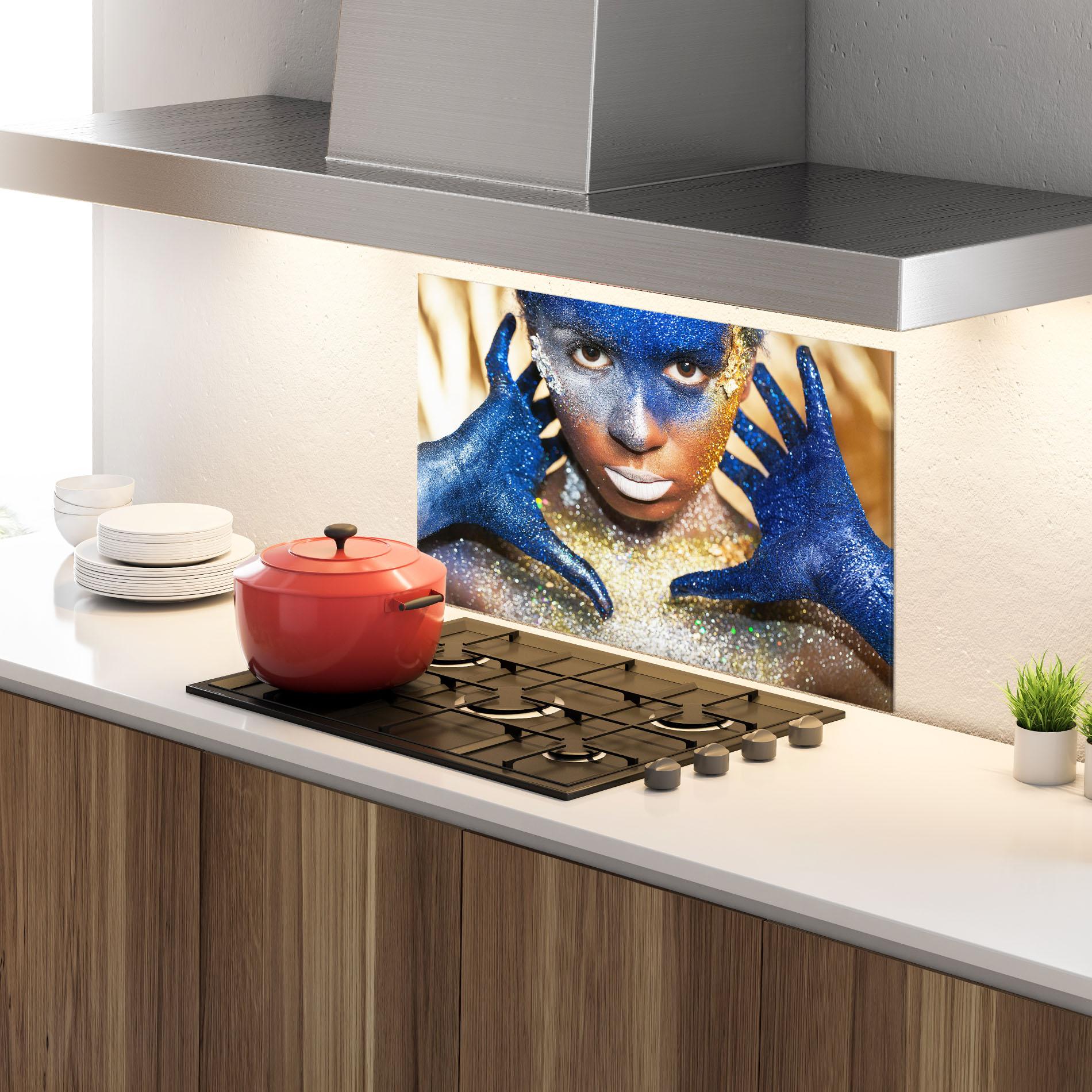 Konyhai üveg hátfal Glue Gold Glitter mockup 4