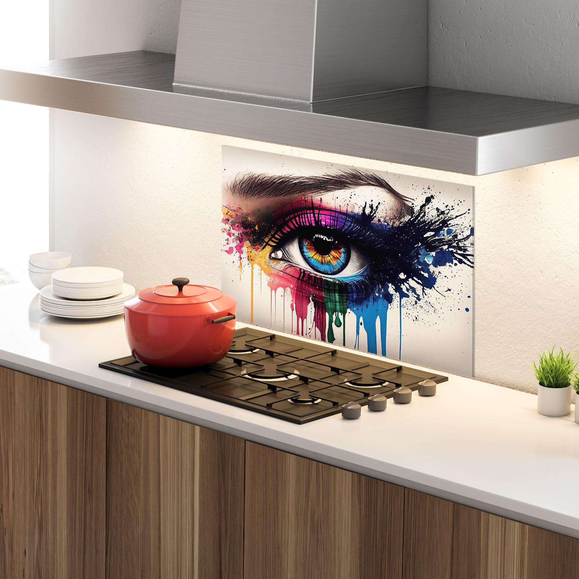 Konyhai üveg hátfal Vibrant Makeup mockup 4