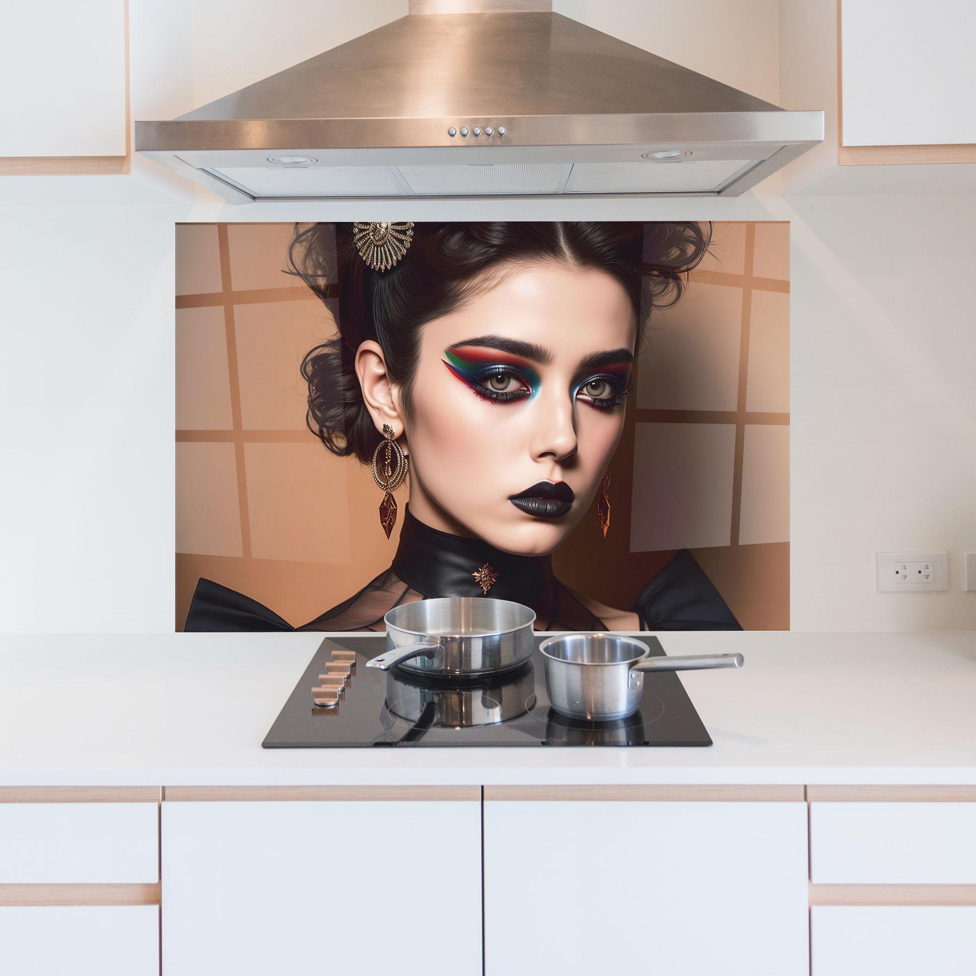 Konyhai üveg hátfal Black Lips Makeup mockup 5