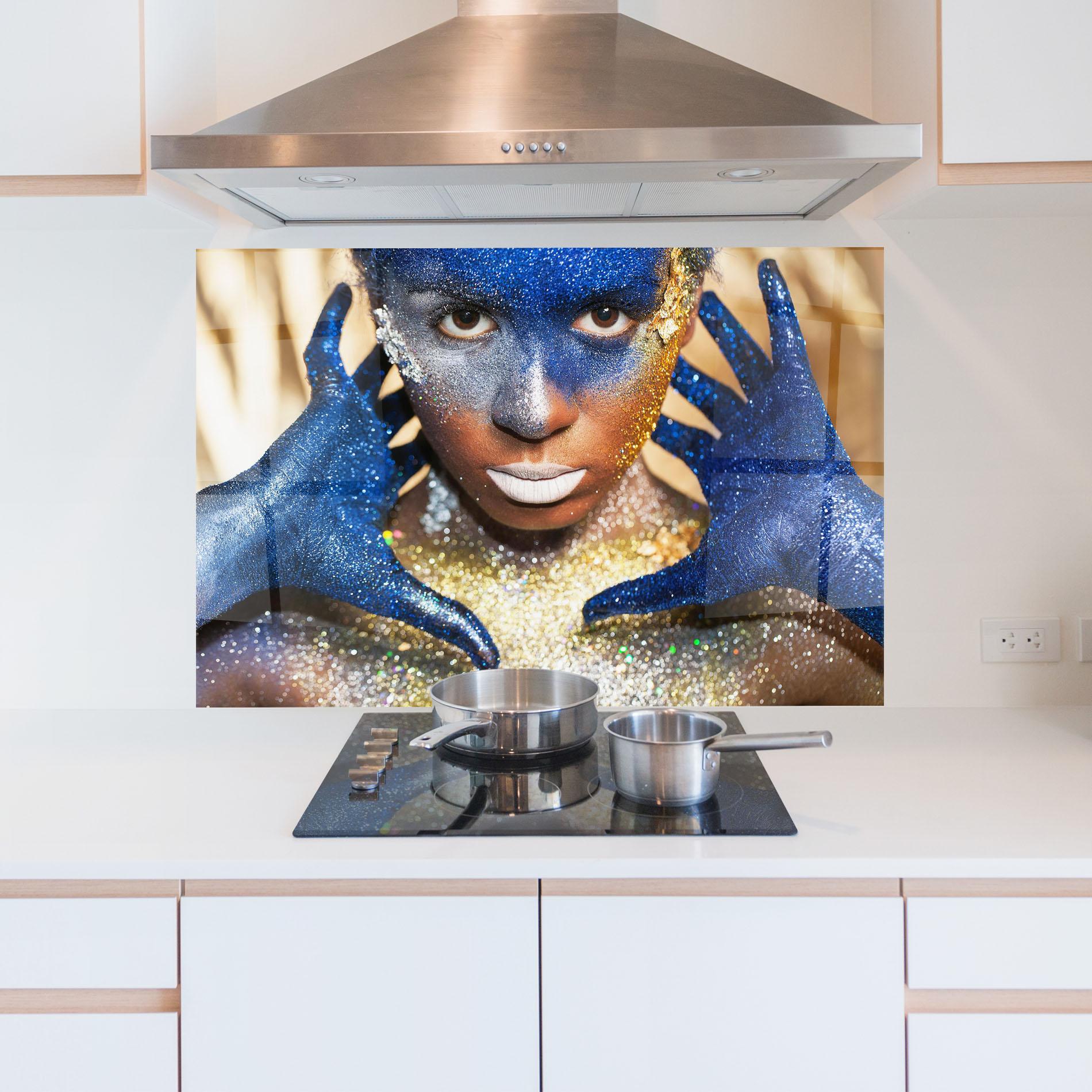 Konyhai üveg hátfal Glue Gold Glitter mockup 5