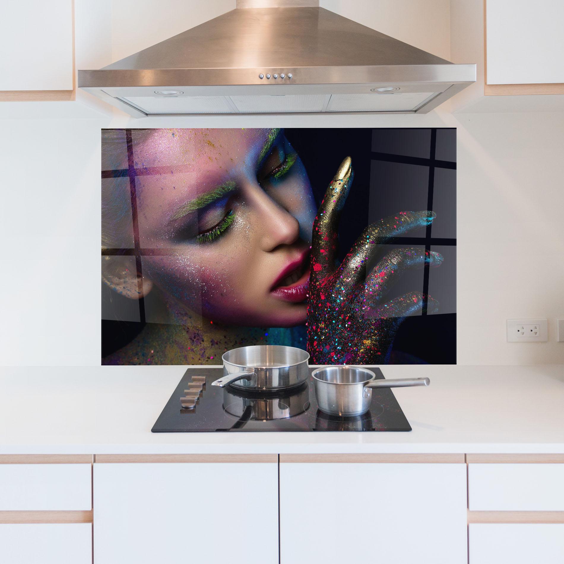 Konyhai üveg hátfal Green Eyelashes mockup 5