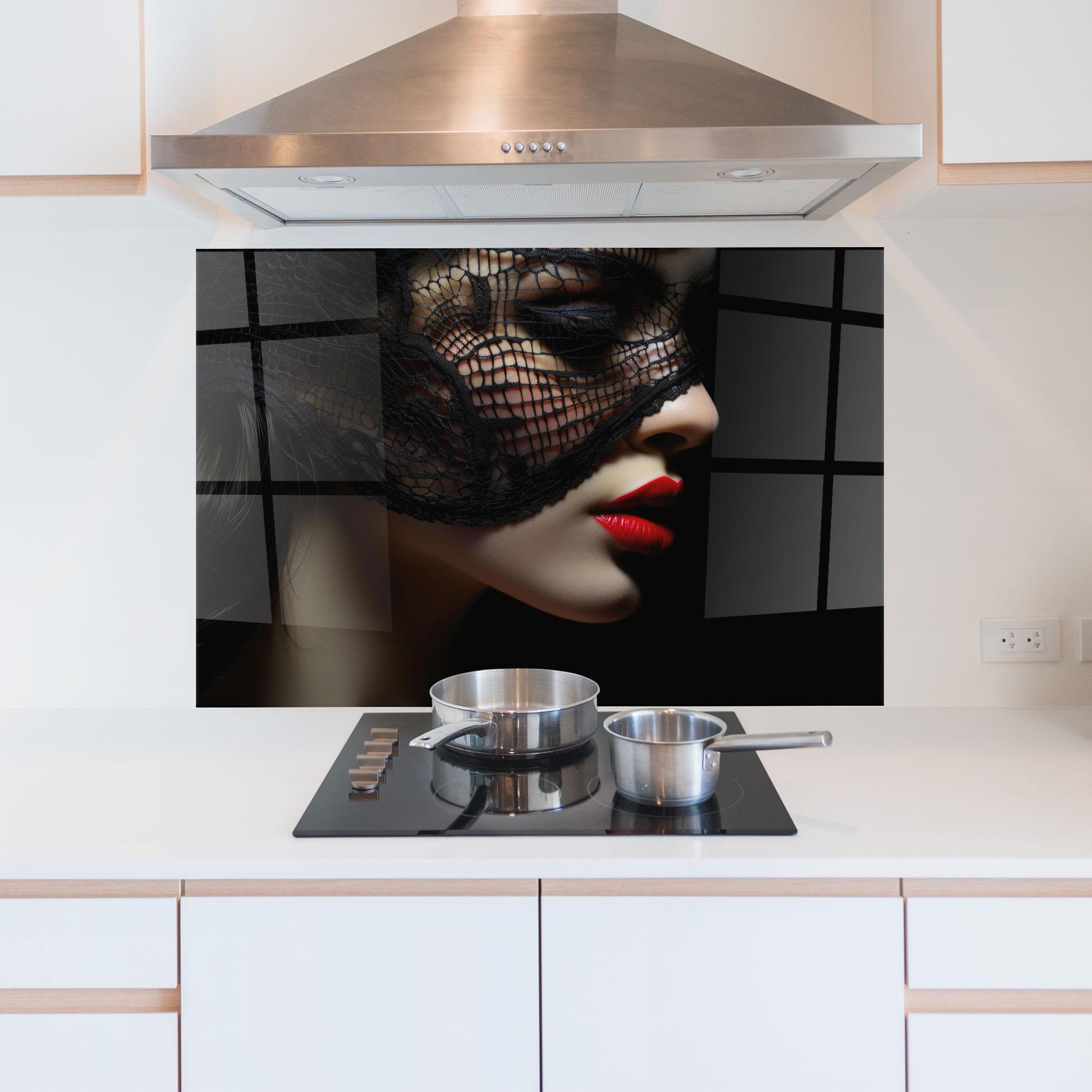 Konyhai üveg hátfal Mysterious Girl mockup 5