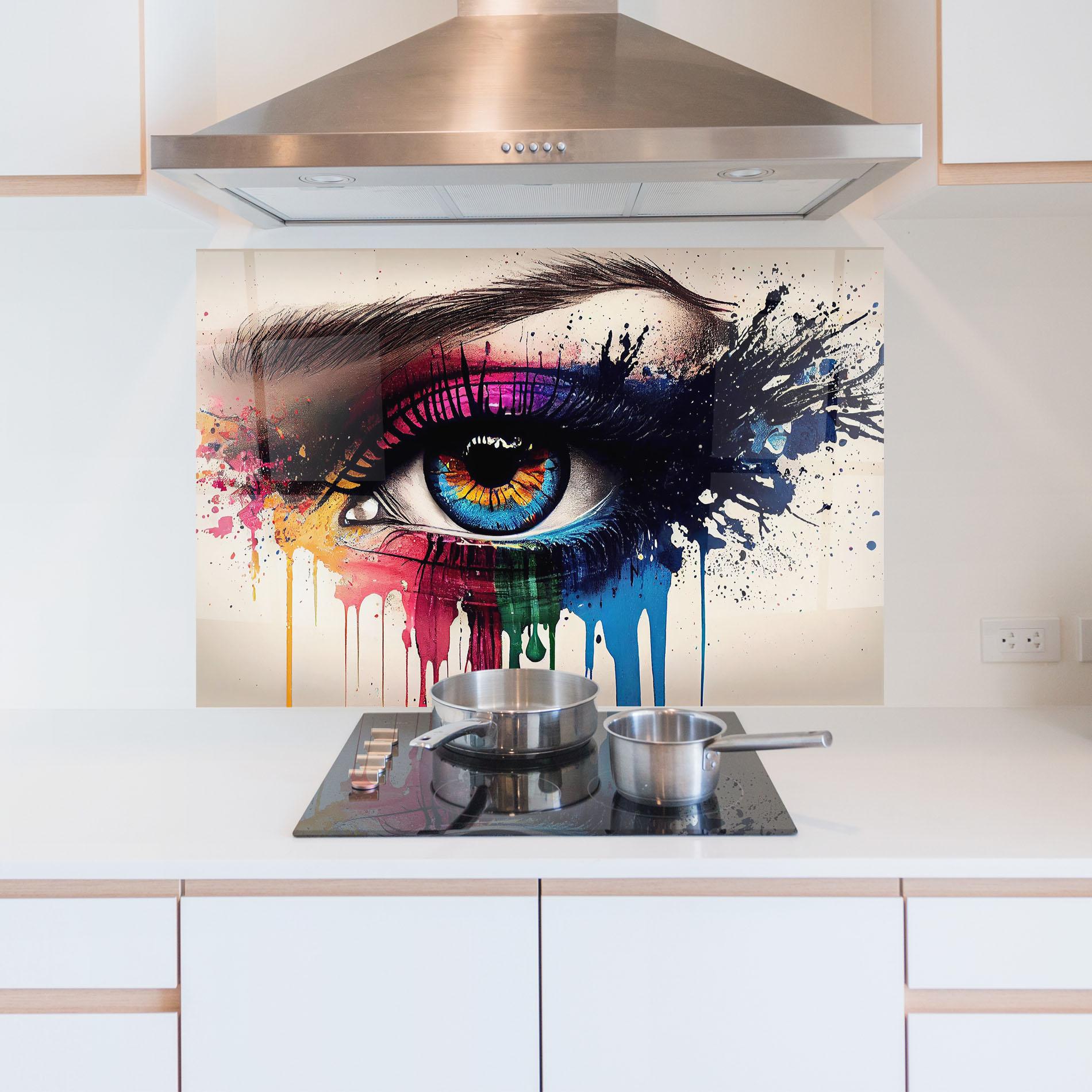 Konyhai üveg hátfal Vibrant Makeup mockup 5