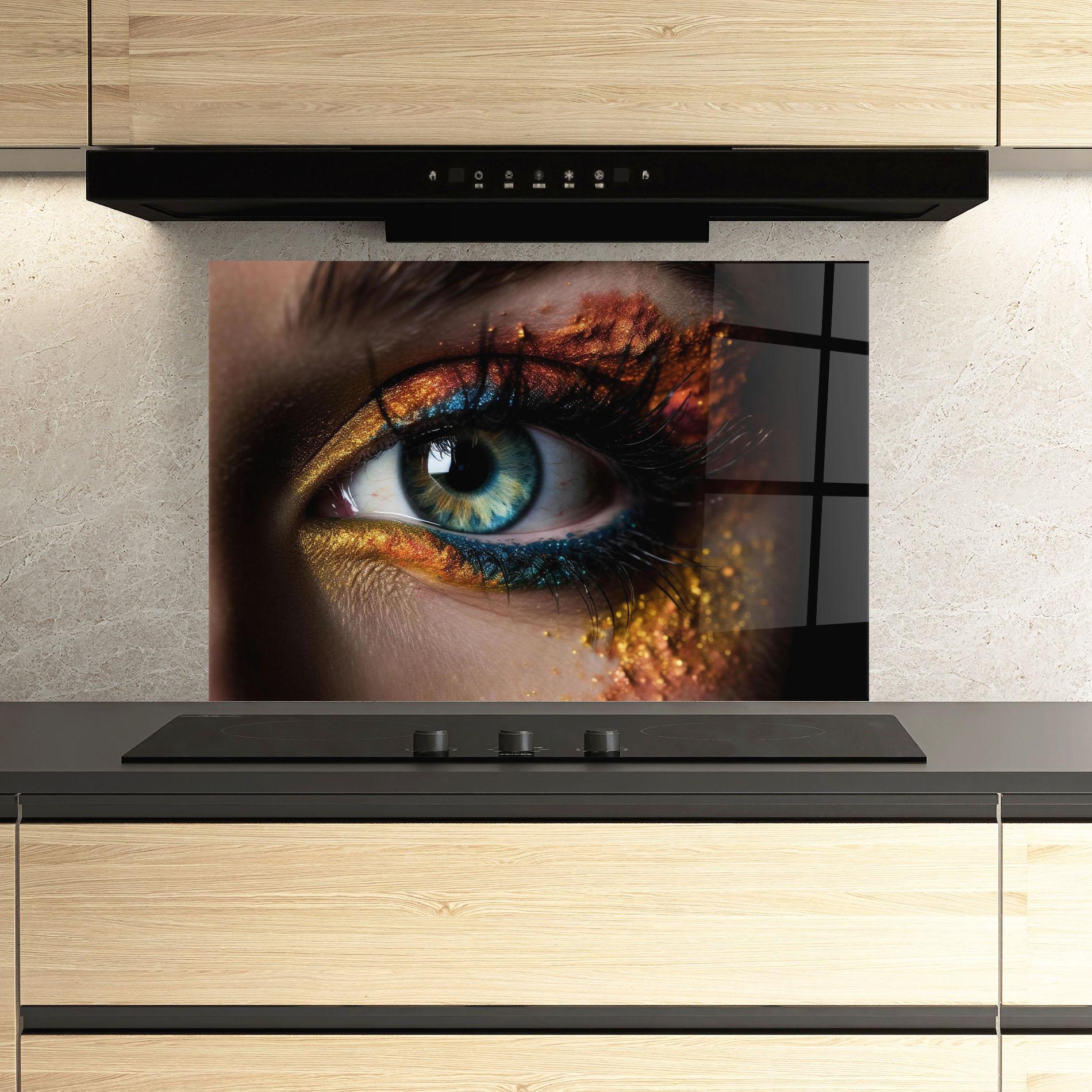 Konyhai üveg hátfal Blue Green Eye Makeup mockup 3