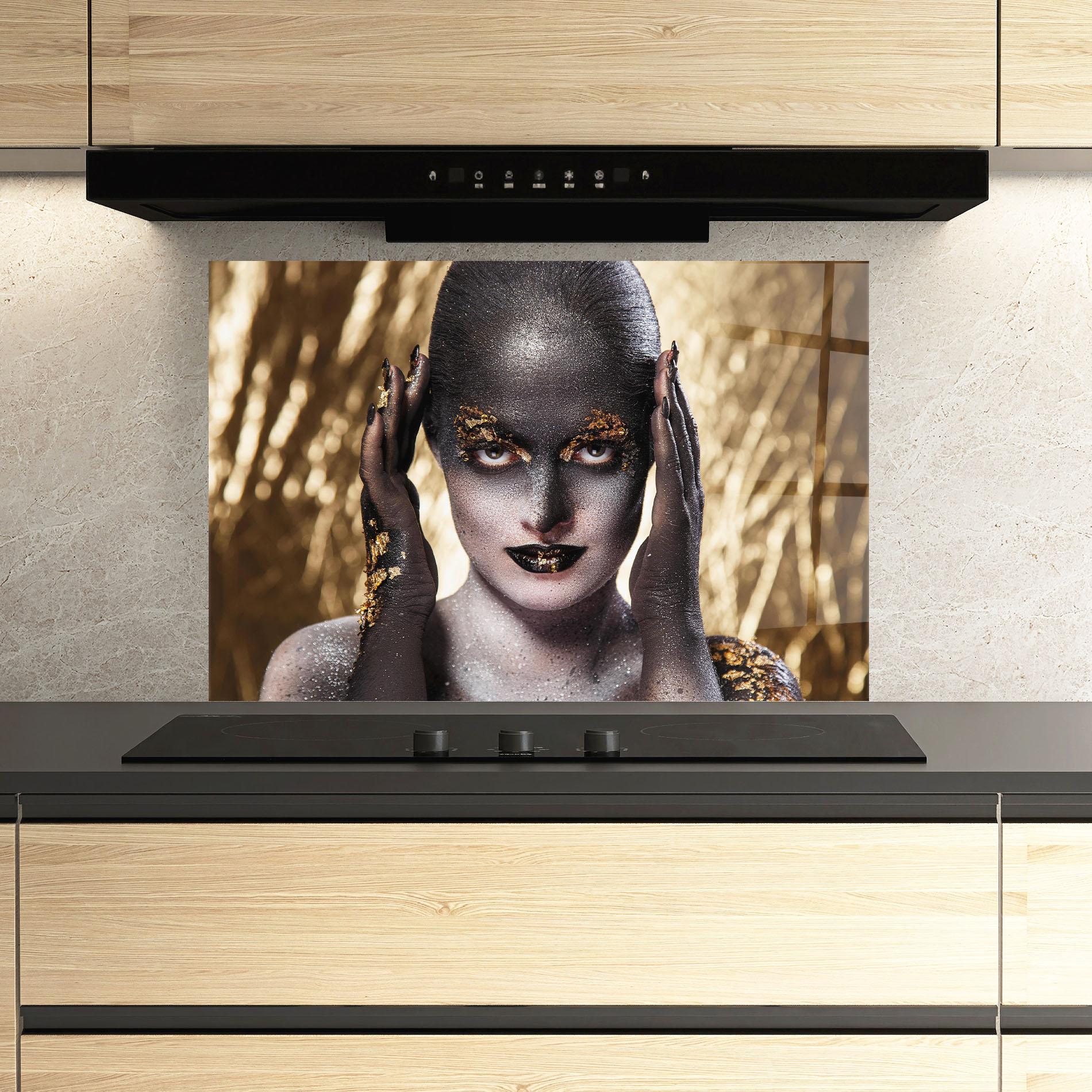 Konyhai üveg hátfal Glitter Artistic Makeup mockup 3