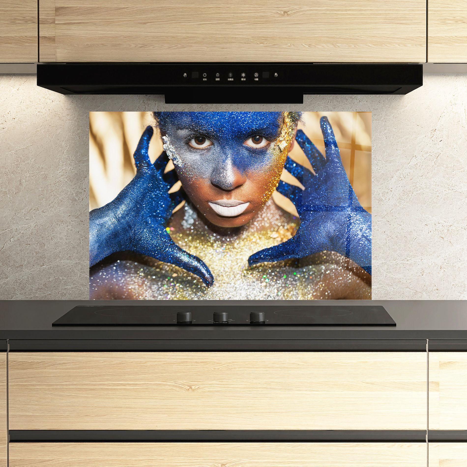 Konyhai üveg hátfal Glue Gold Glitter mockup 3