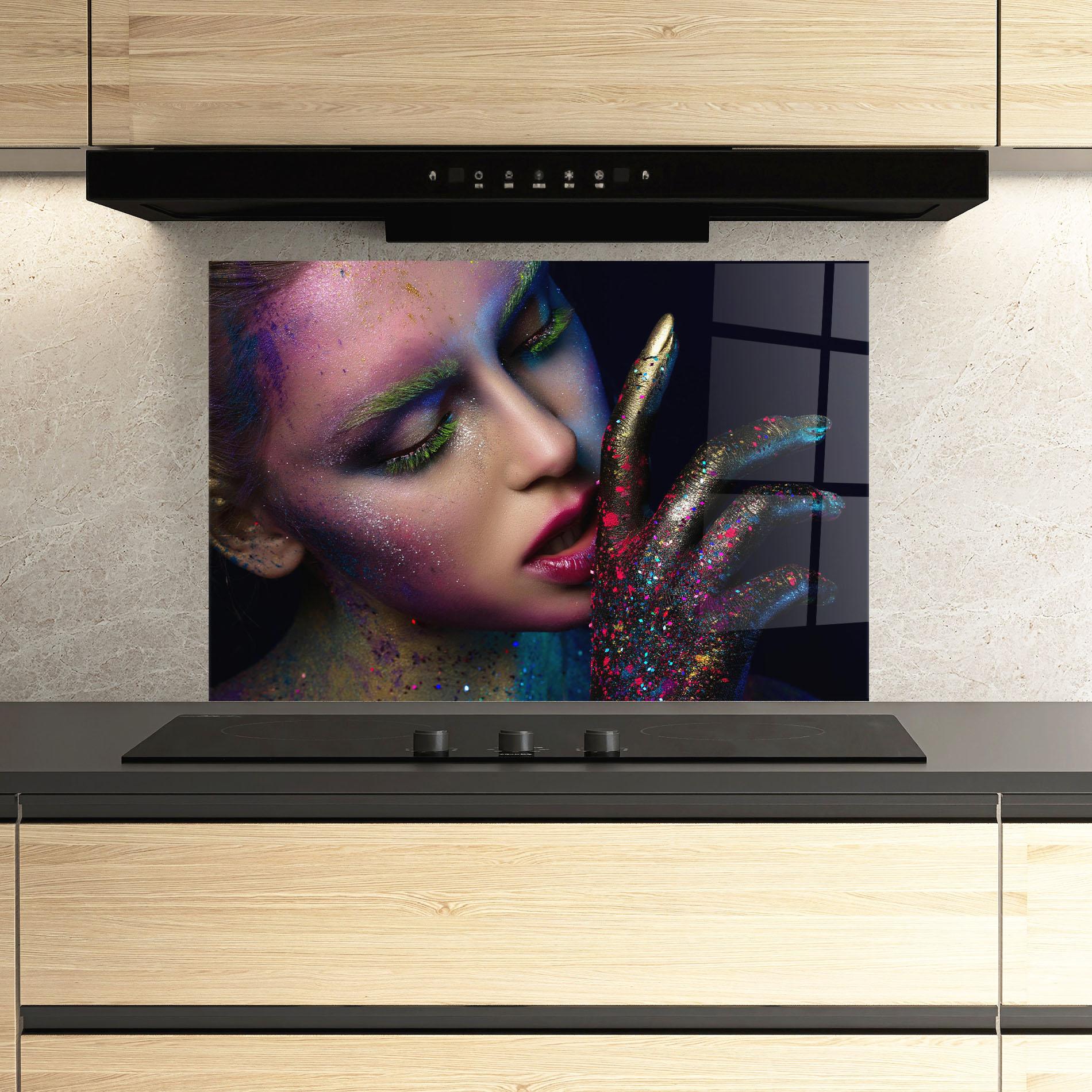 Konyhai üveg hátfal Green Eyelashes mockup 3