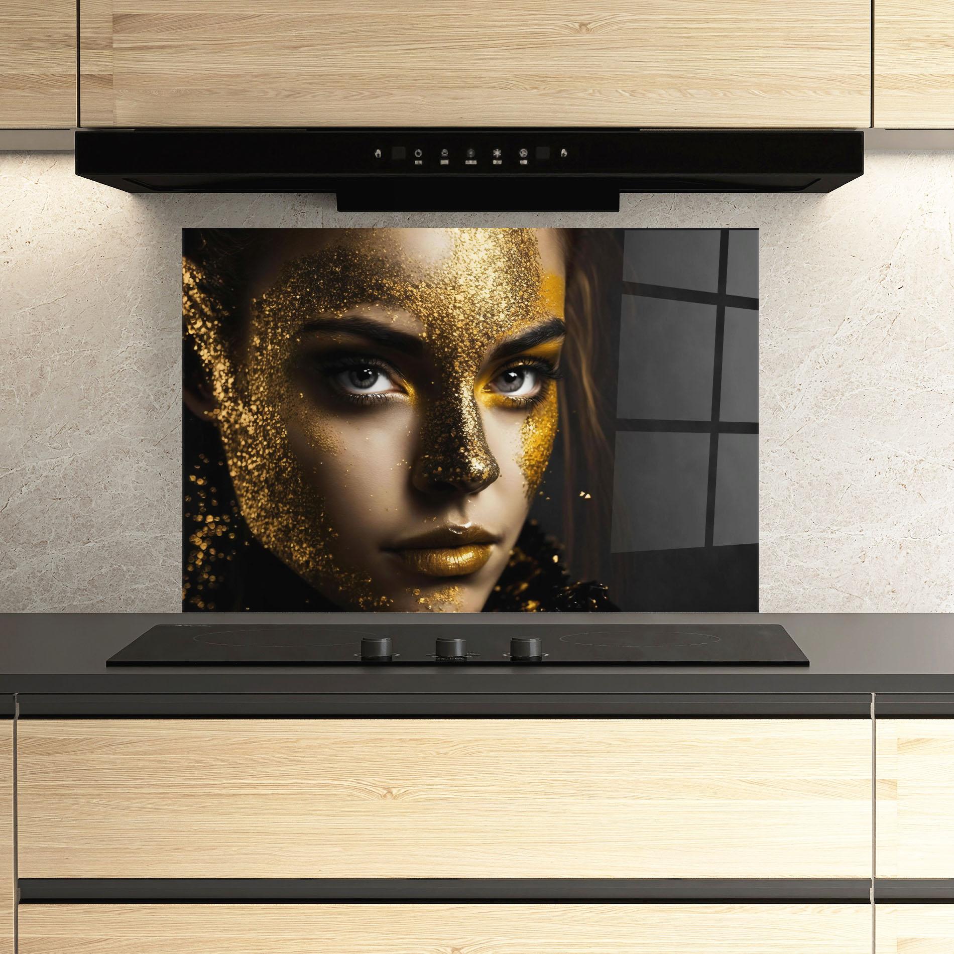 Konyhai üveg hátfal Grey Cat Eye Makeup mockup 3