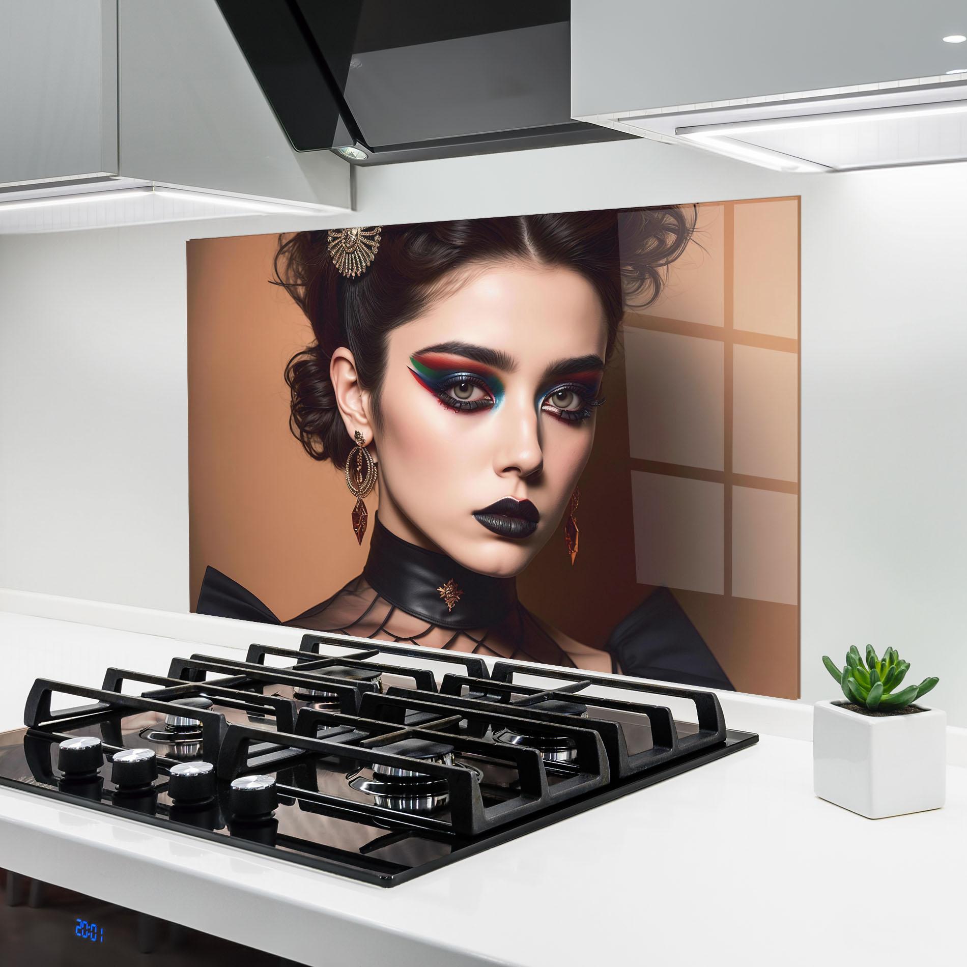 Konyhai üveg hátfal Black Lips Makeup mockup 6