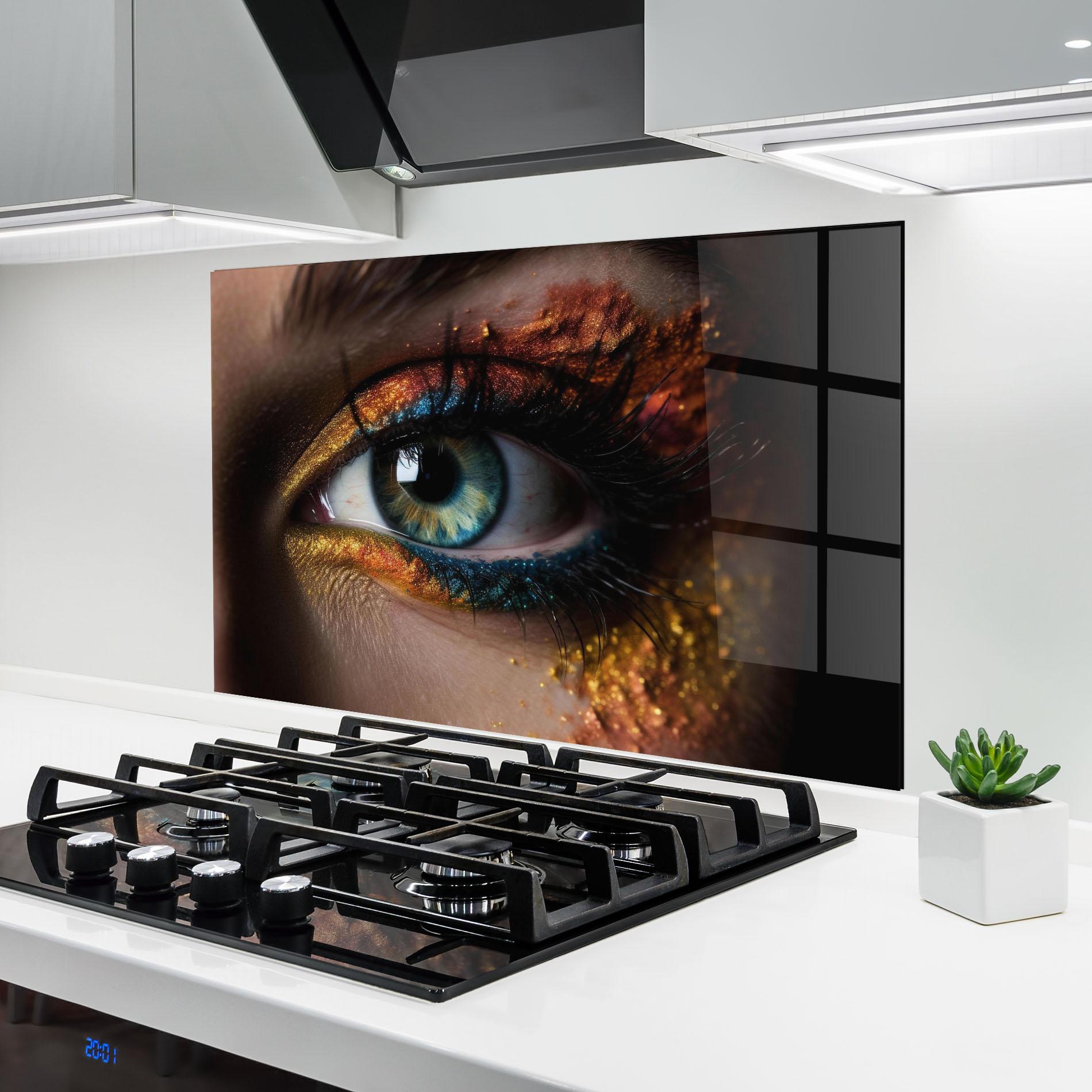 Konyhai üveg hátfal Blue Green Eye Makeup mockup 6