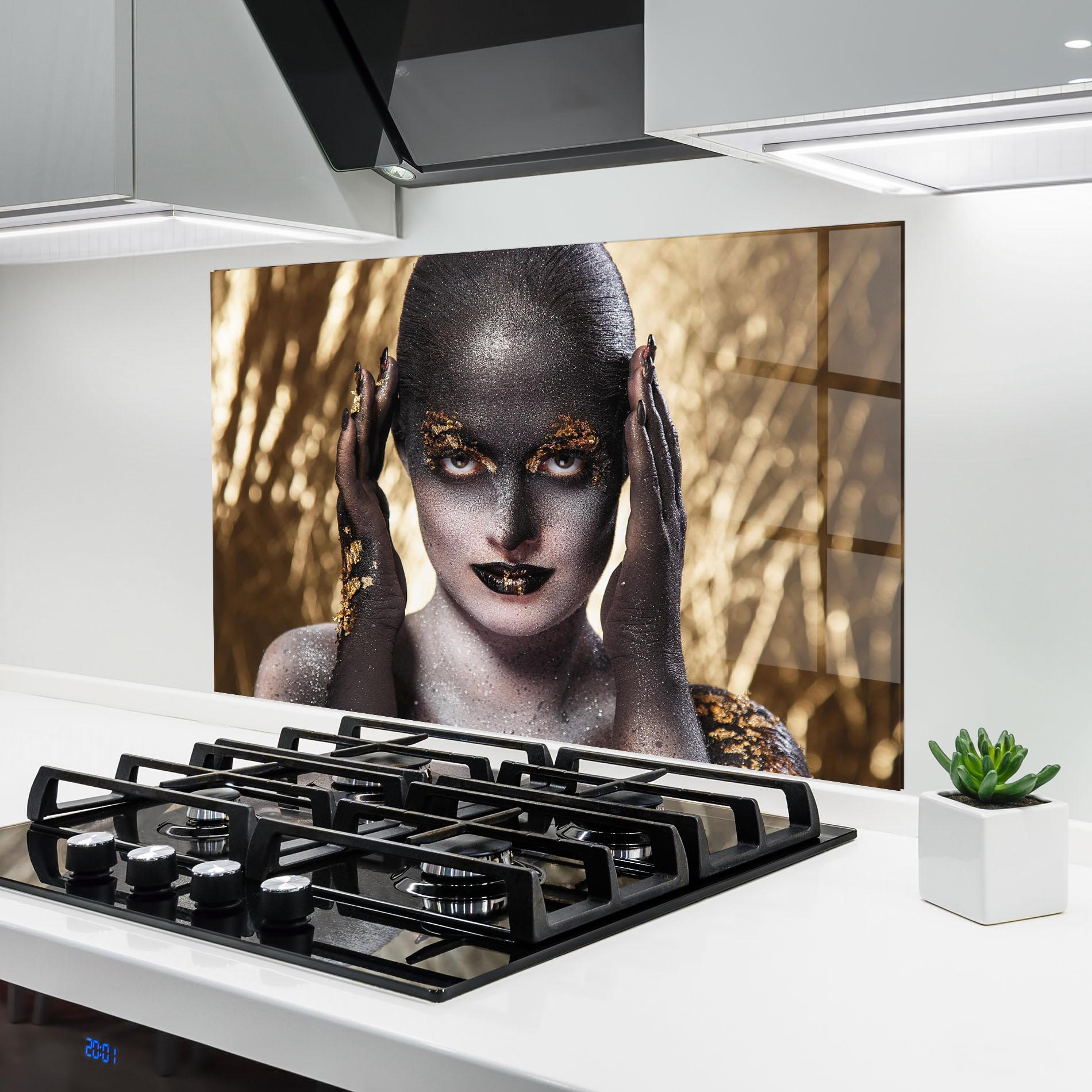 Konyhai üveg hátfal Glitter Artistic Makeup mockup 6