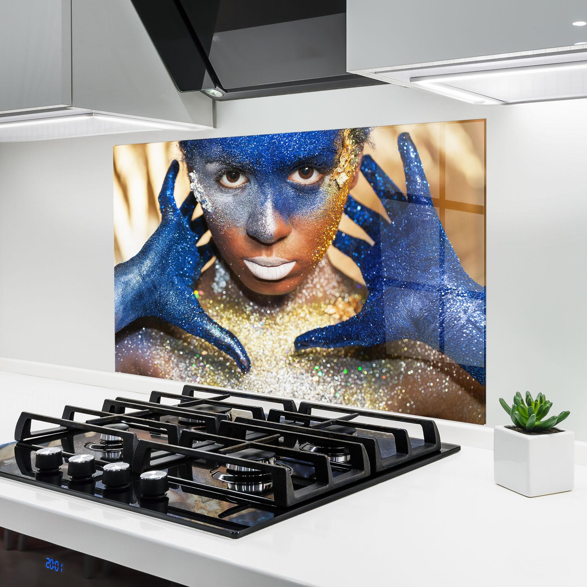 Konyhai üveg hátfal Glue Gold Glitter mockup 6