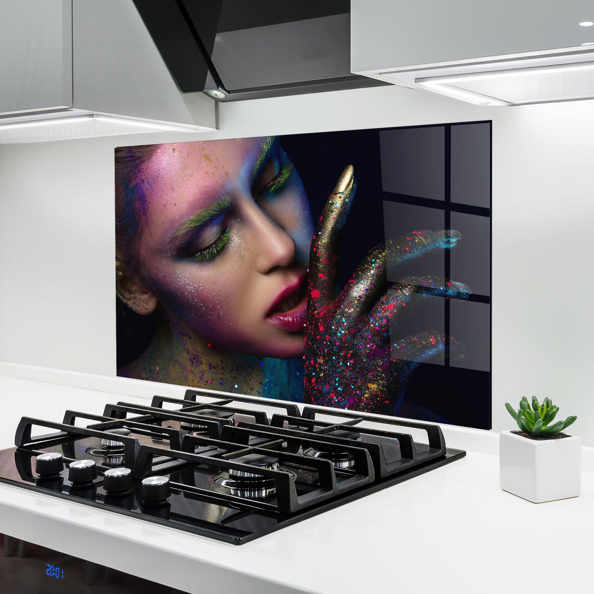 Konyhai üveg hátfal Green Eyelashes mockup 6