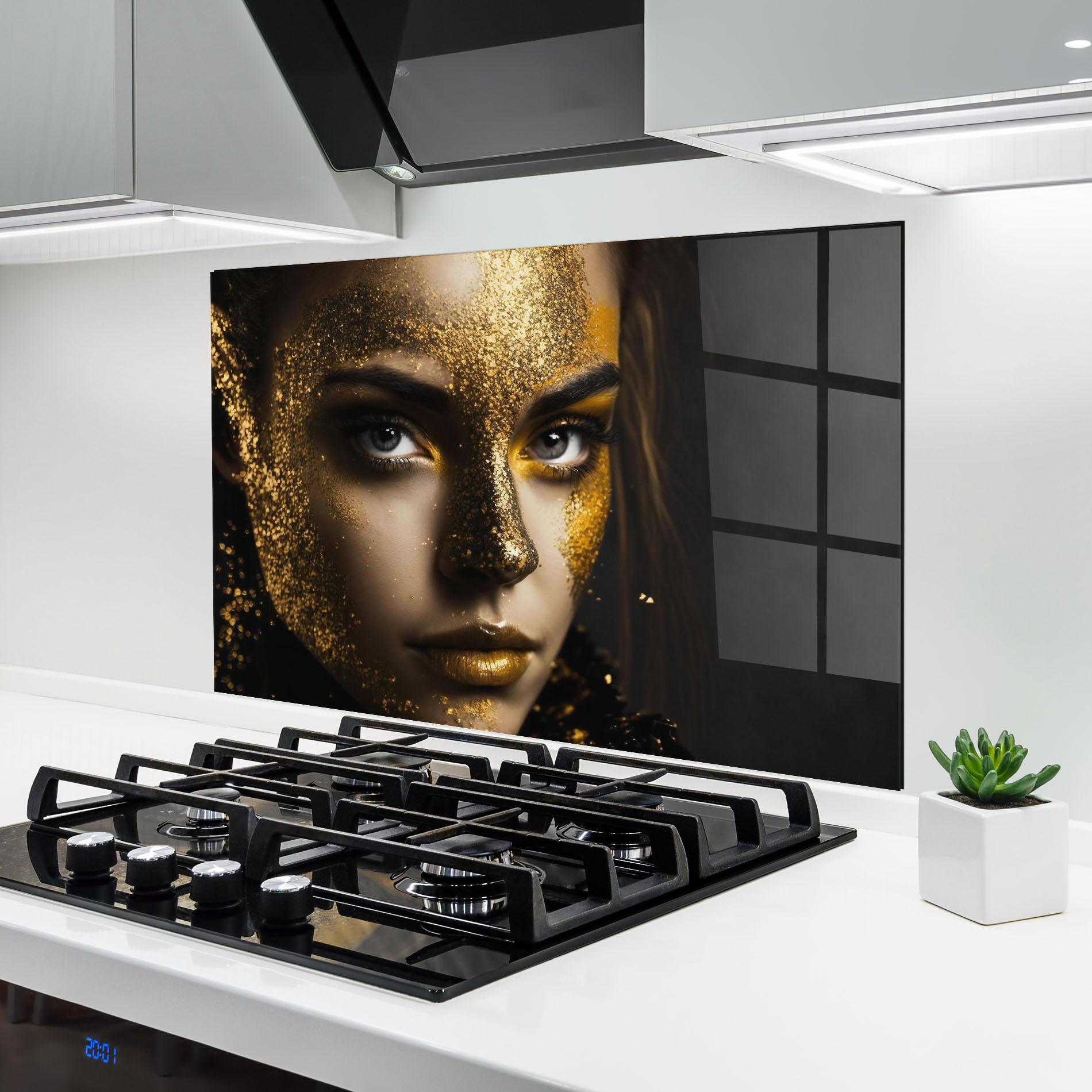 Konyhai üveg hátfal Grey Cat Eye Makeup mockup 6