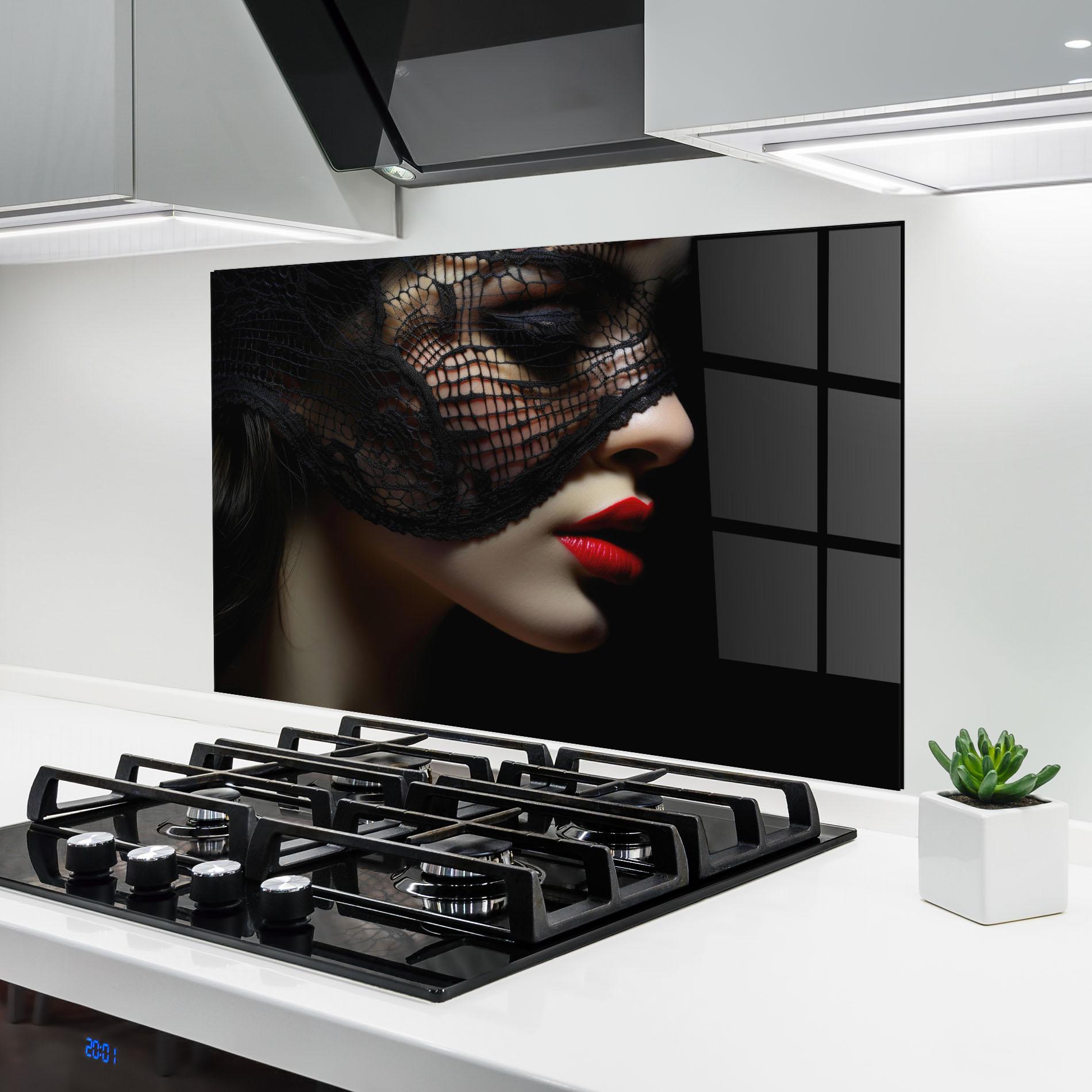 Konyhai üveg hátfal Mysterious Girl mockup 6