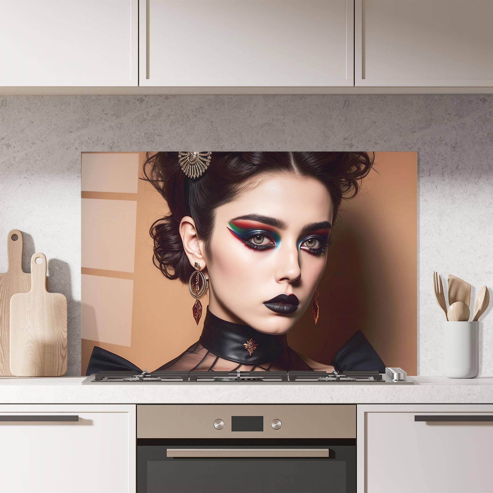 Konyhai üveg hátfal Black Lips Makeup mockup 7