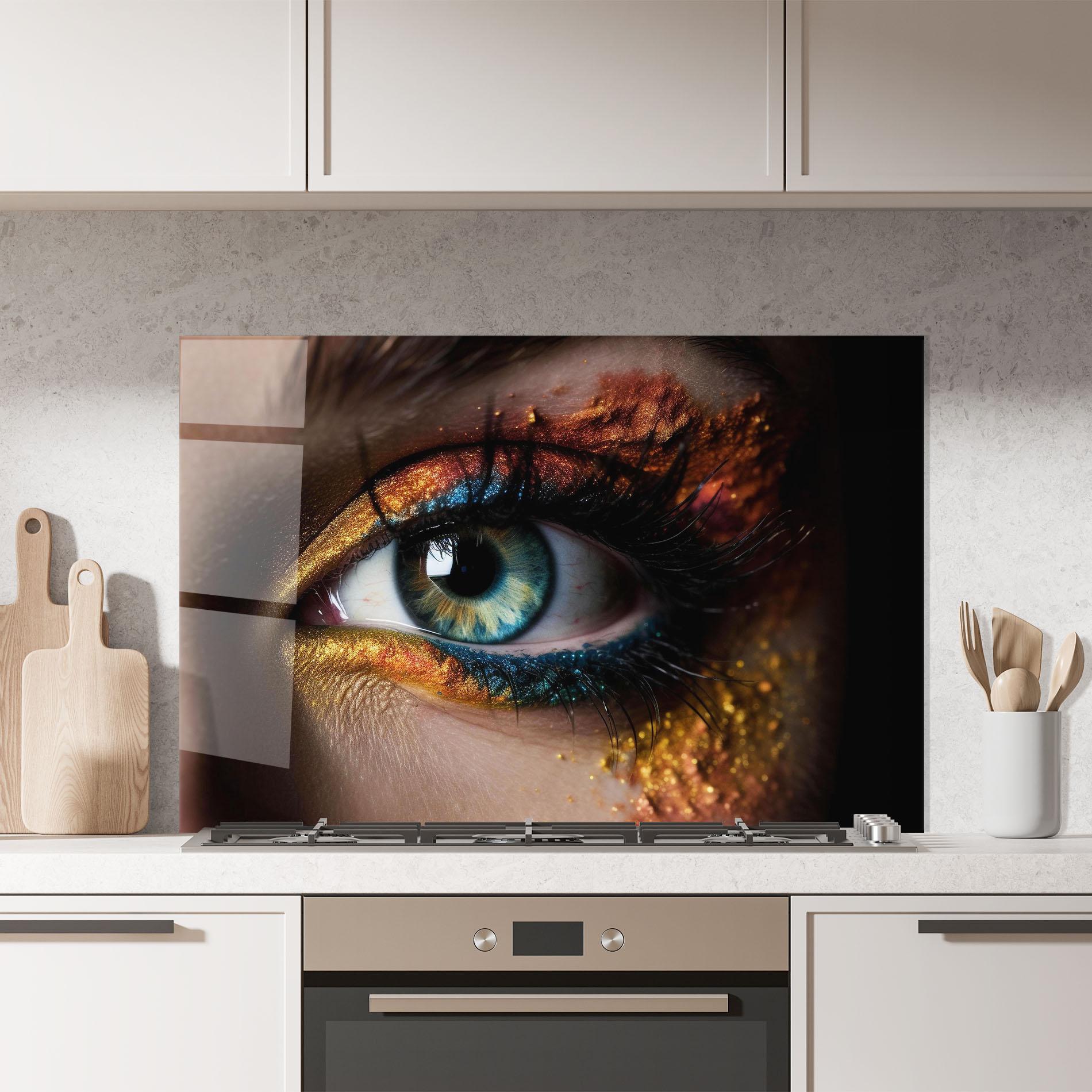 Konyhai üveg hátfal Blue Green Eye Makeup mockup 7