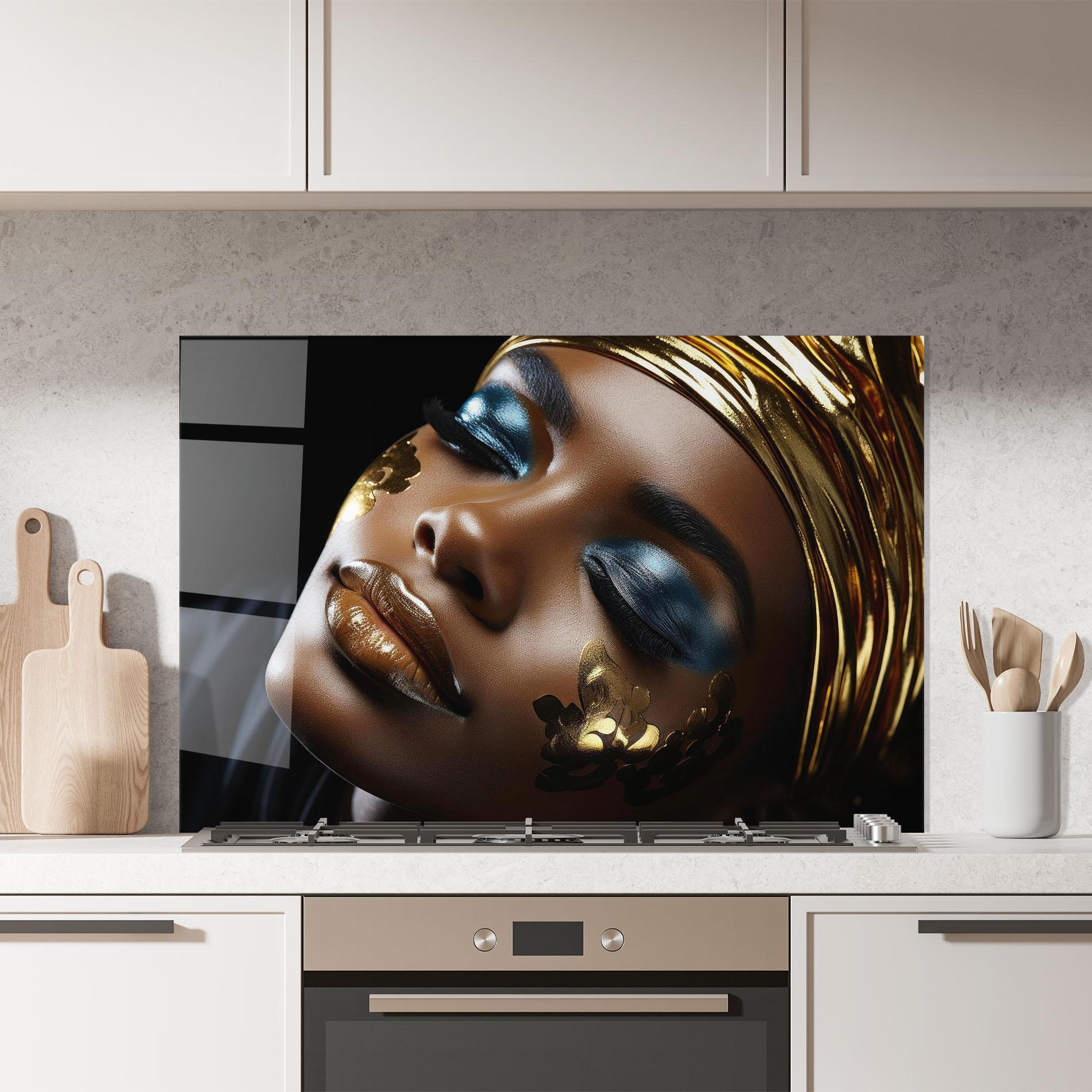 Konyhai üveg hátfal Dark Blue Makeup mockup 7