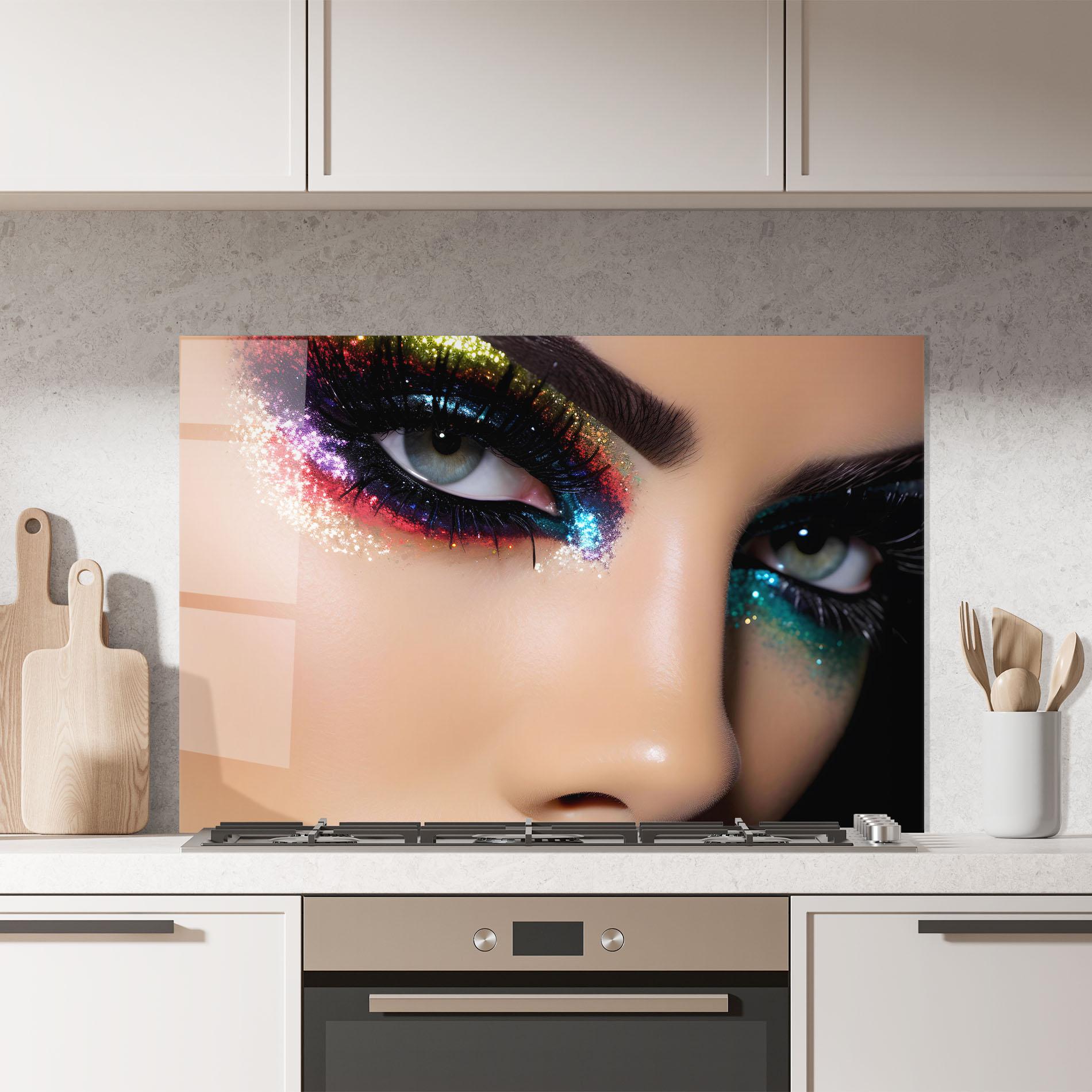 Konyhai üveg hátfal Feminine Makeup Model mockup 7