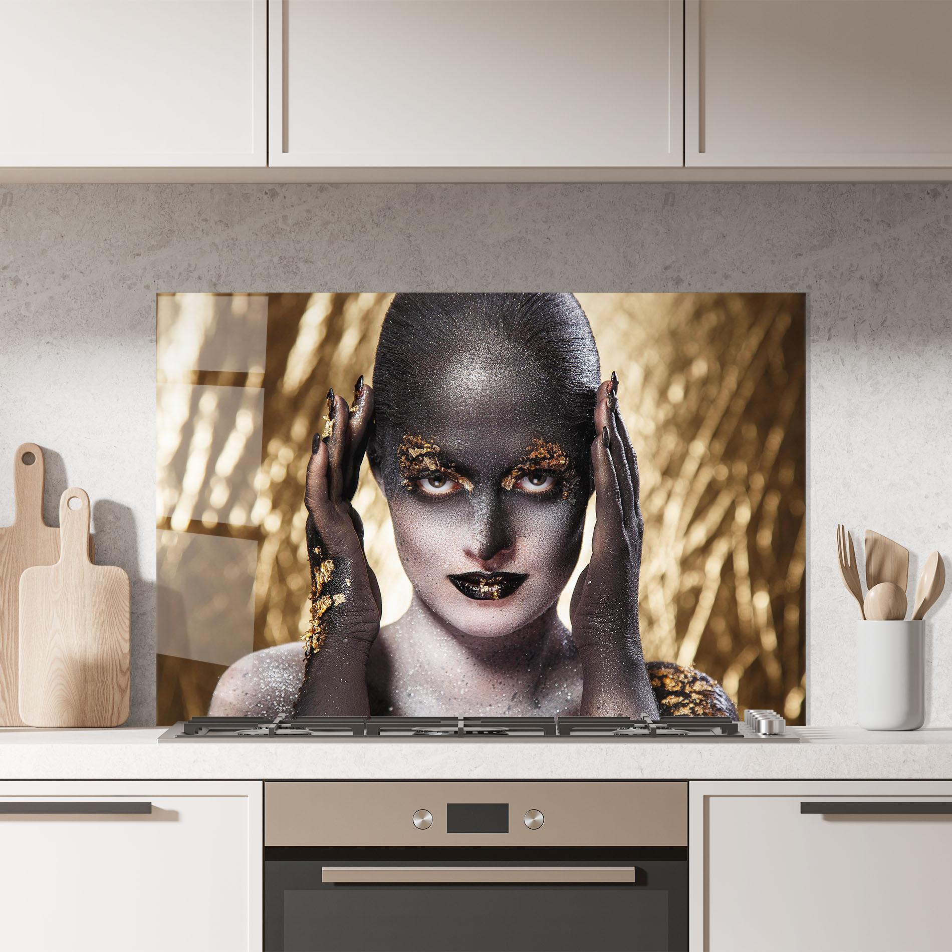 Konyhai üveg hátfal Glitter Artistic Makeup mockup 7