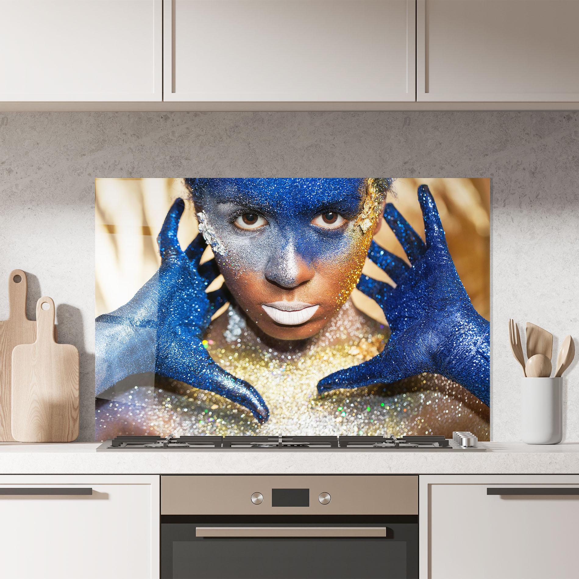 Konyhai üveg hátfal Glue Gold Glitter mockup 7