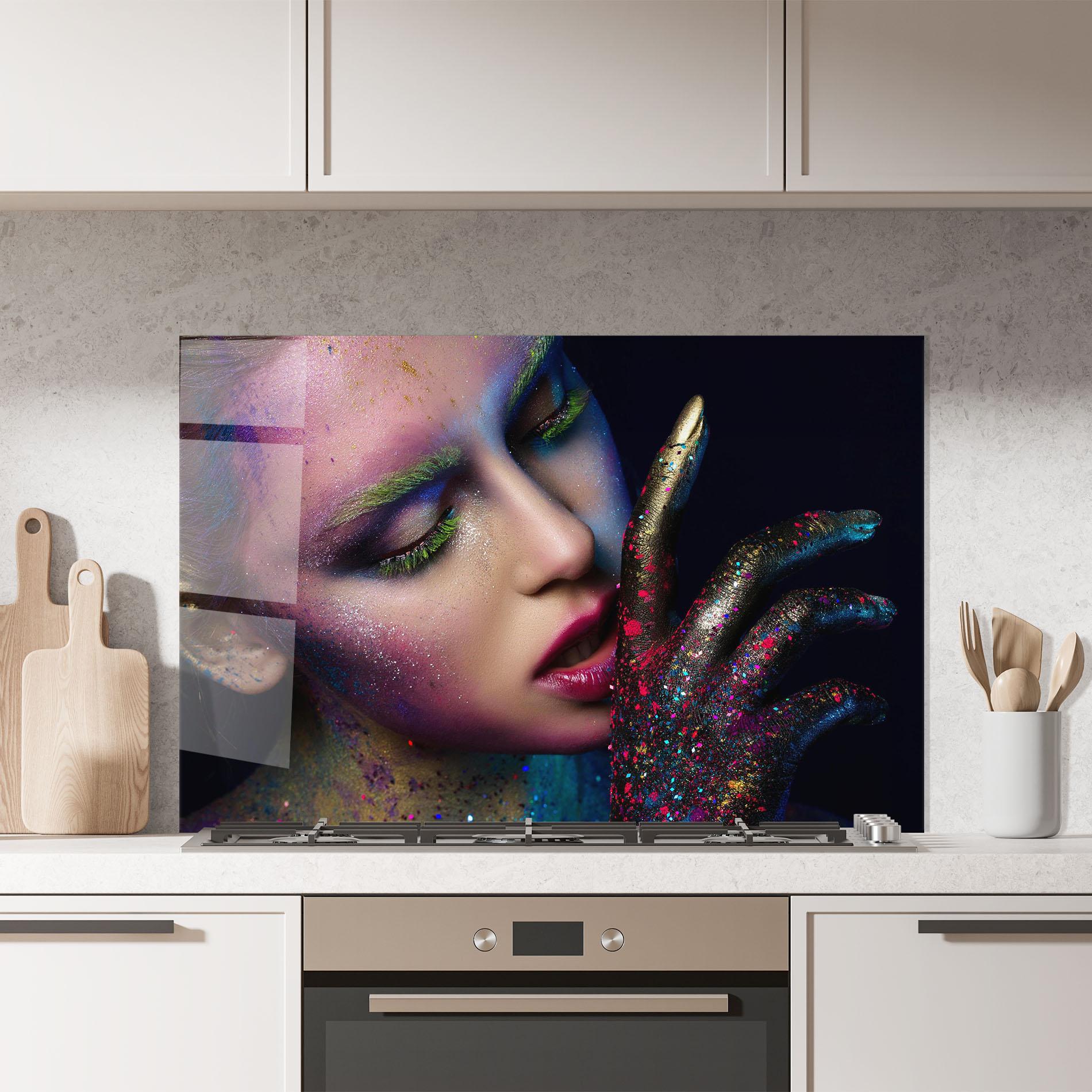 Konyhai üveg hátfal Green Eyelashes mockup 7