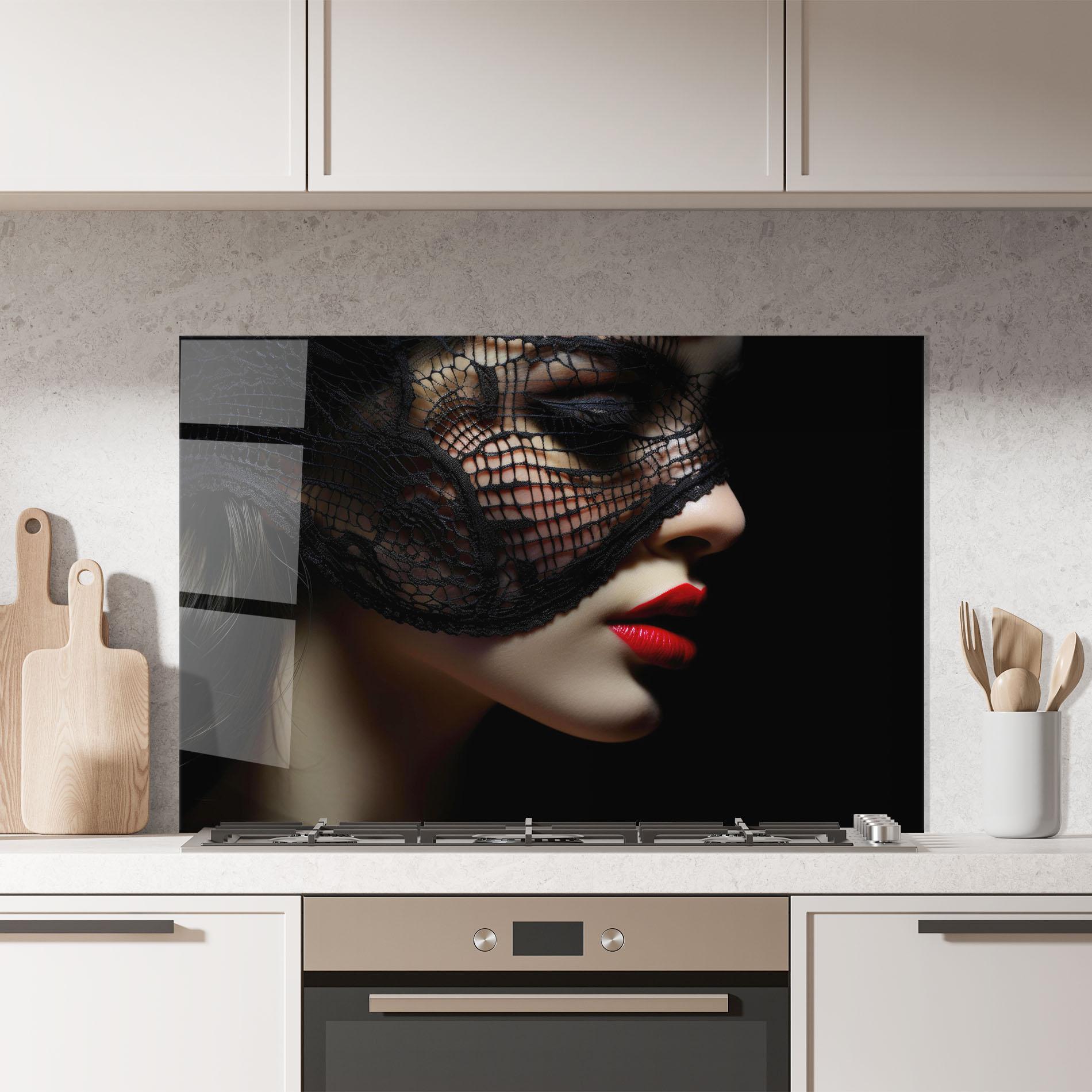 Konyhai üveg hátfal Mysterious Girl mockup 7