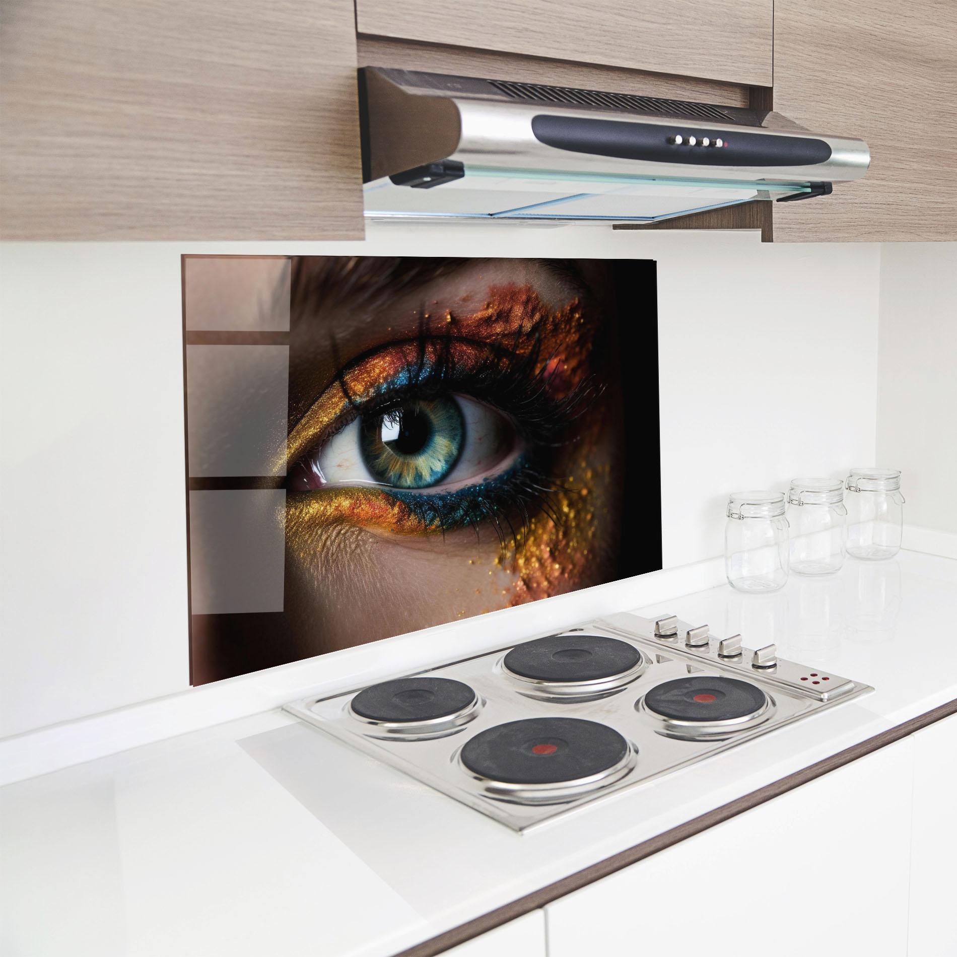 Konyhai üveg hátfal Blue Green Eye Makeup mockup 8