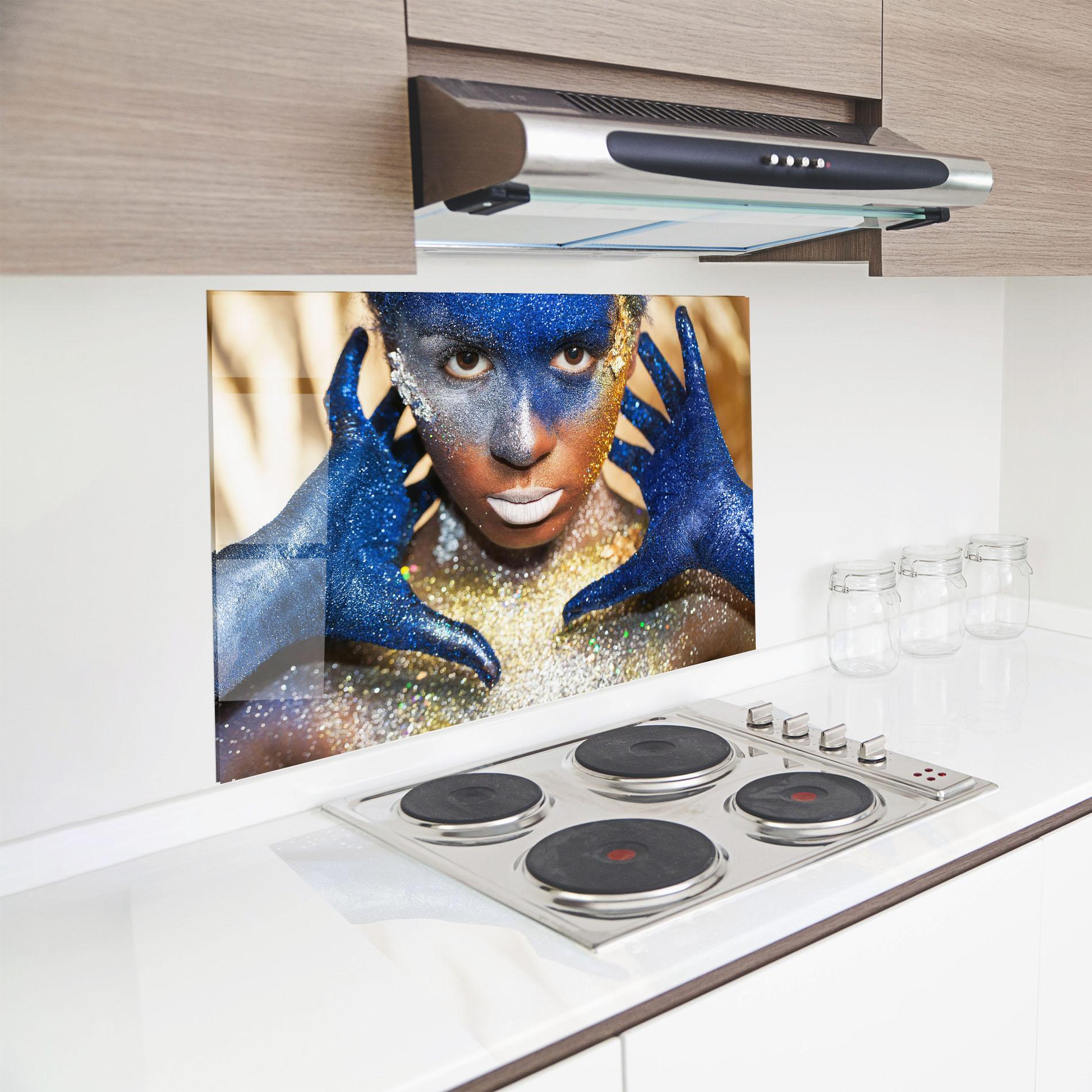 Konyhai üveg hátfal Glue Gold Glitter mockup 8