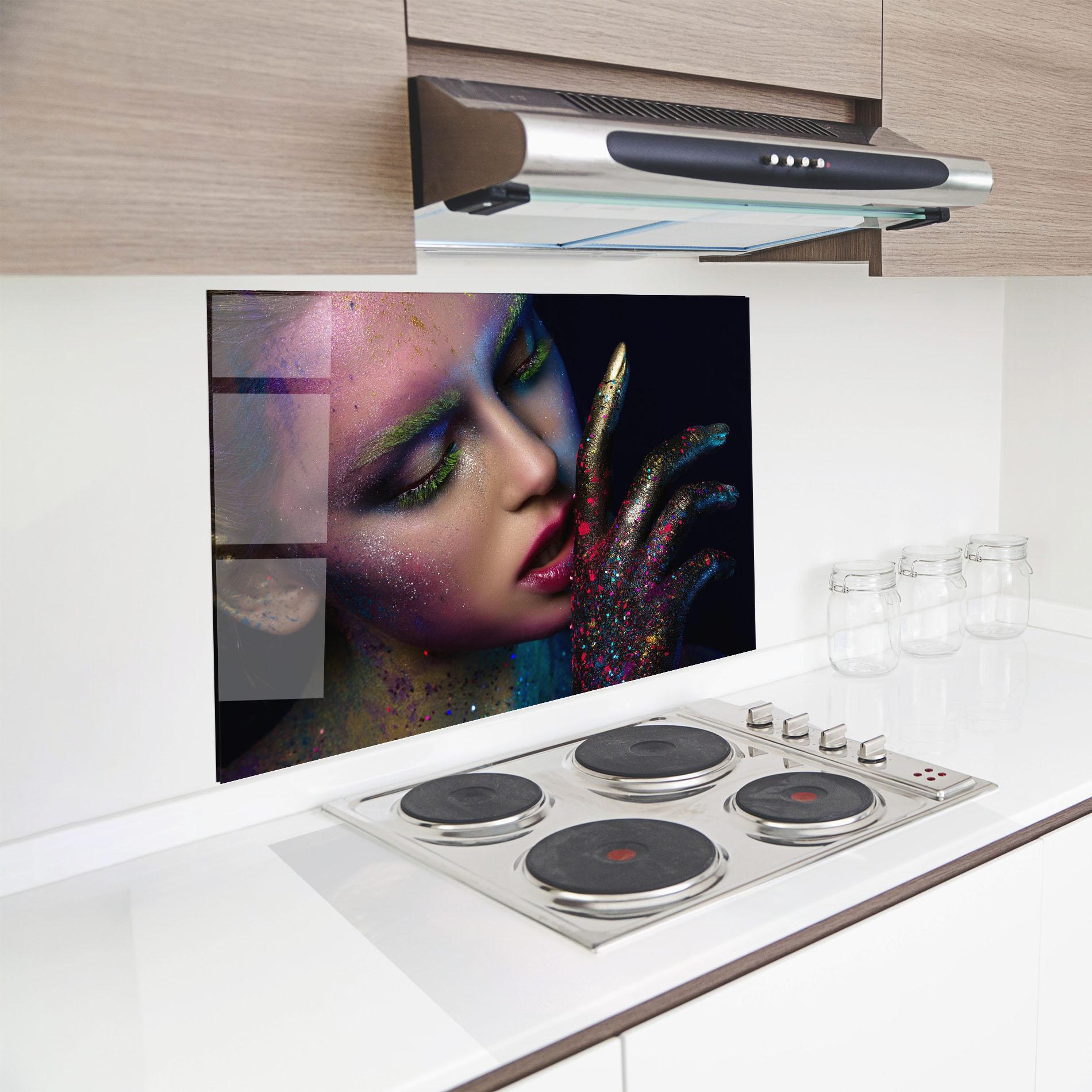 Konyhai üveg hátfal Green Eyelashes mockup 8