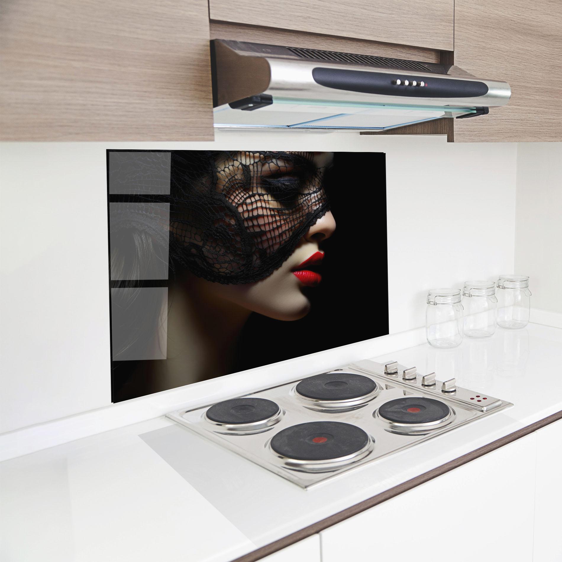 Konyhai üveg hátfal Mysterious Girl mockup 8