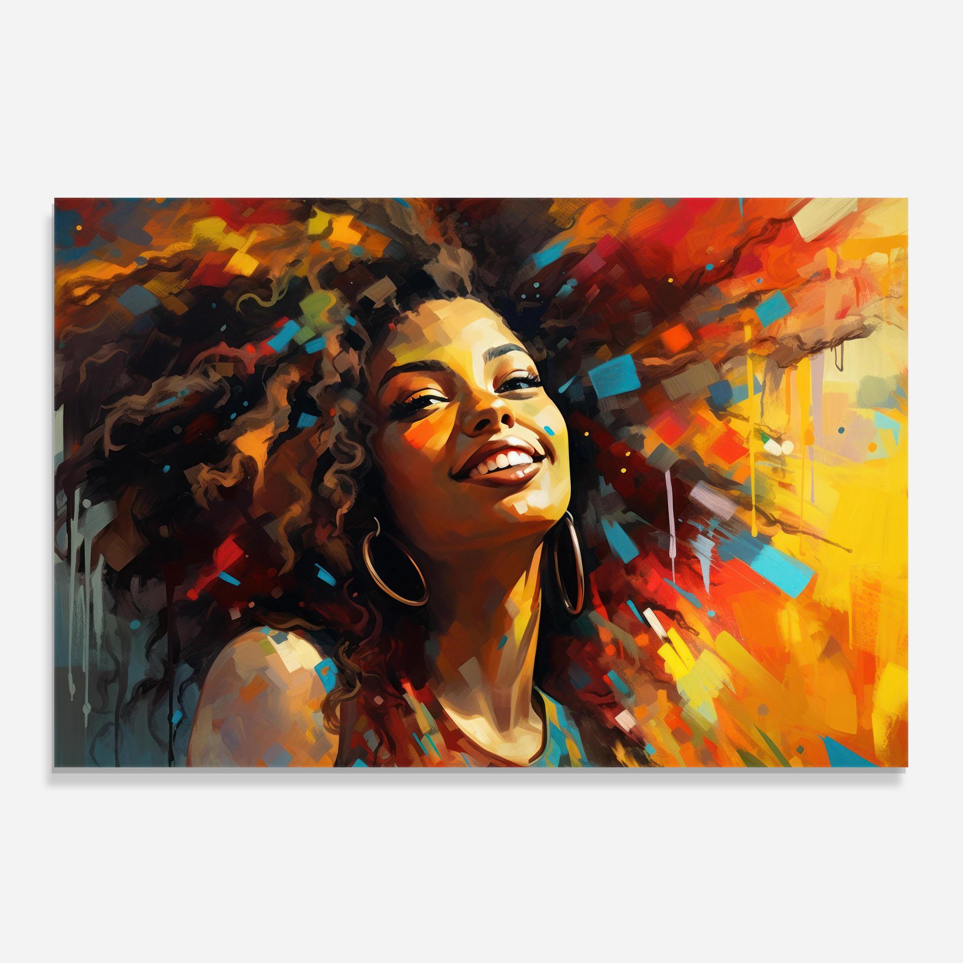 Konyhai üveg hátfal Cheerful African Woman mockup 0