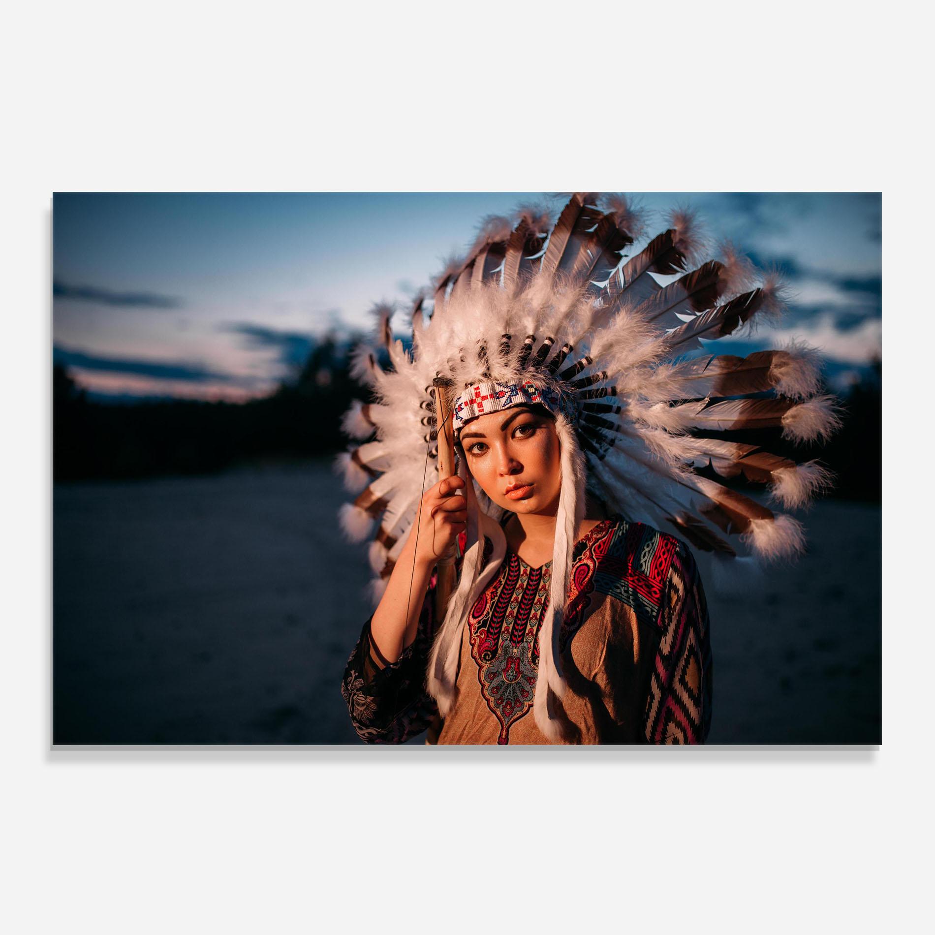 Konyhai üveg hátfal Indian Woman Sunset mockup 0