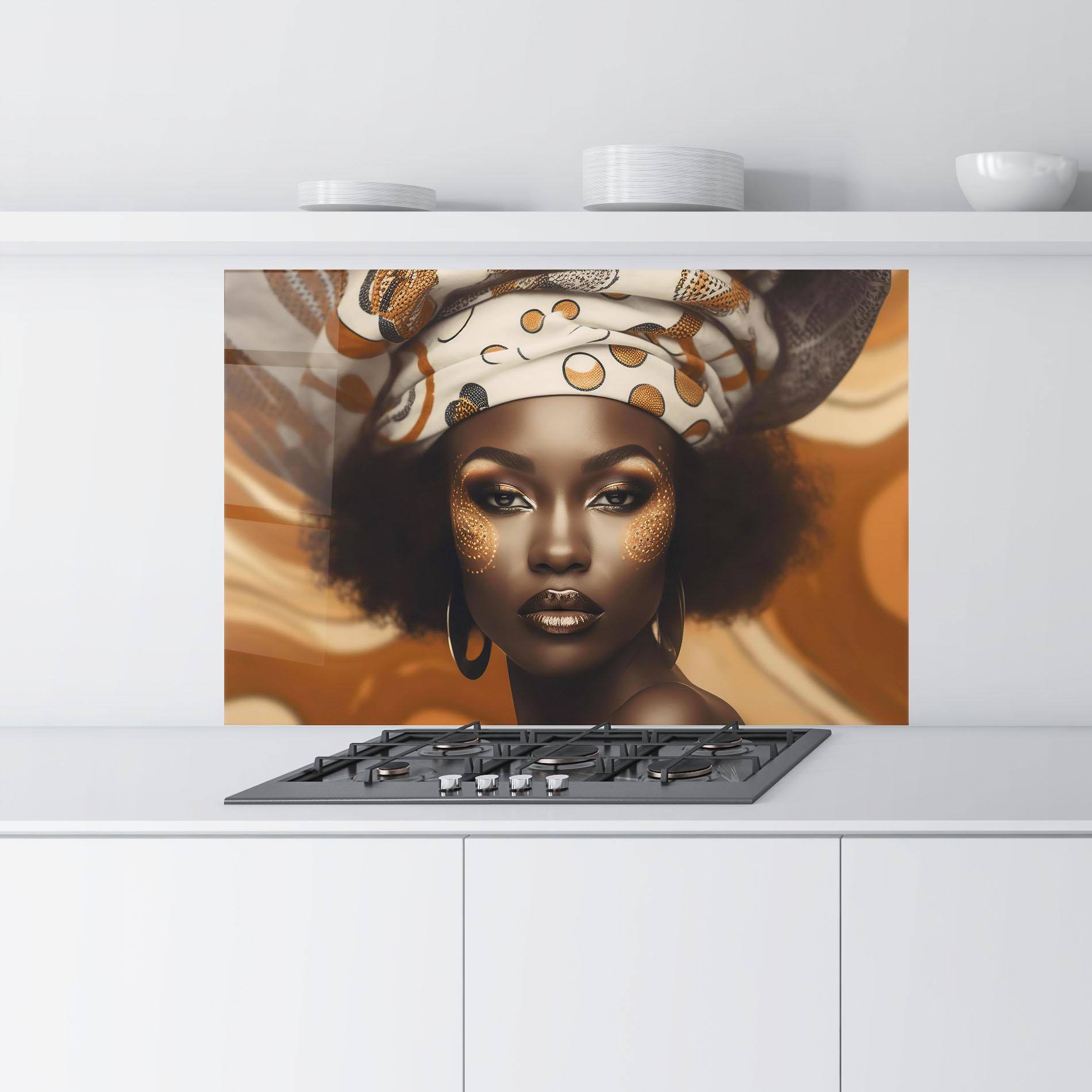 Konyhai üveg hátfal Abstract African Woman mockup 9