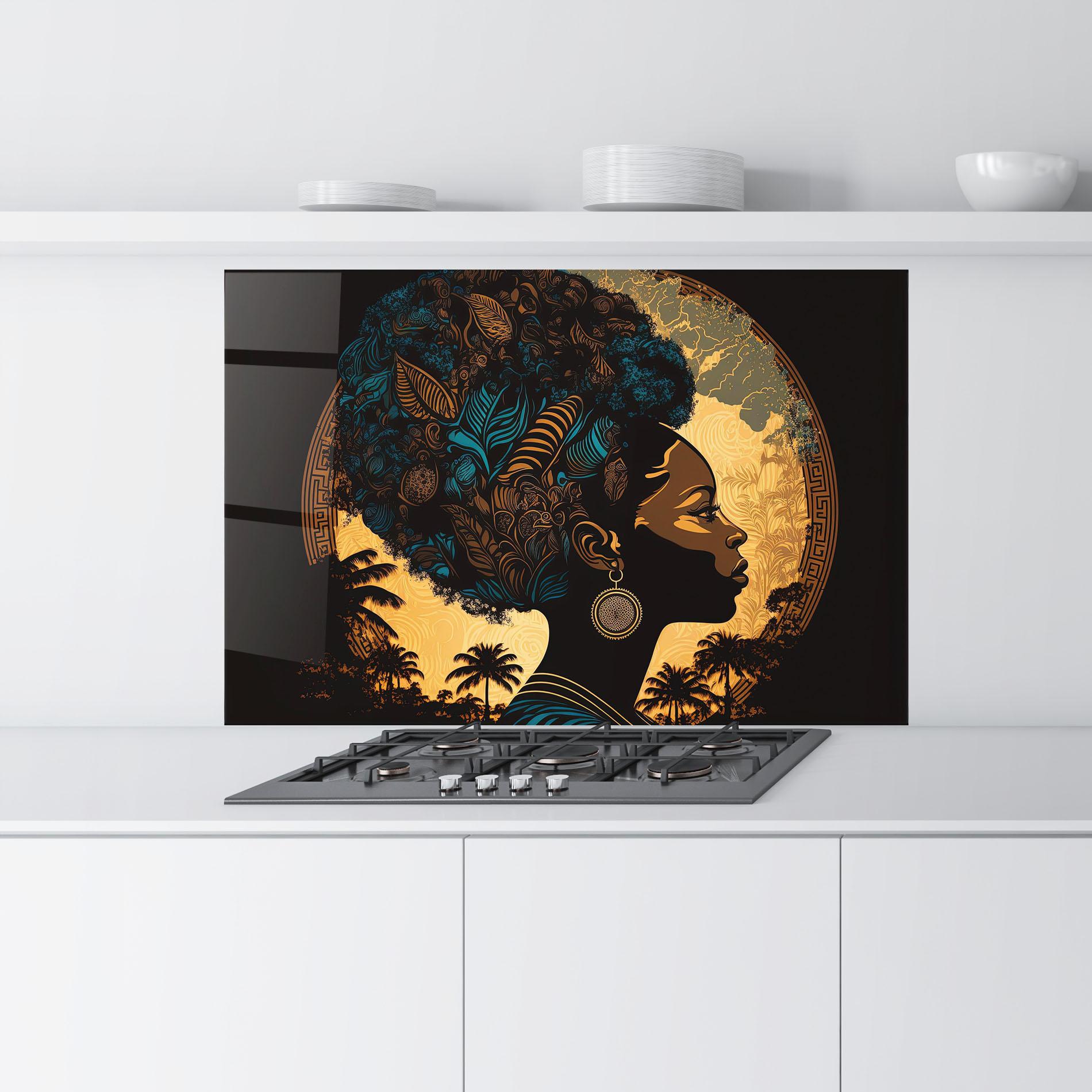 Konyhai üveg hátfal African Profile Woman mockup 9