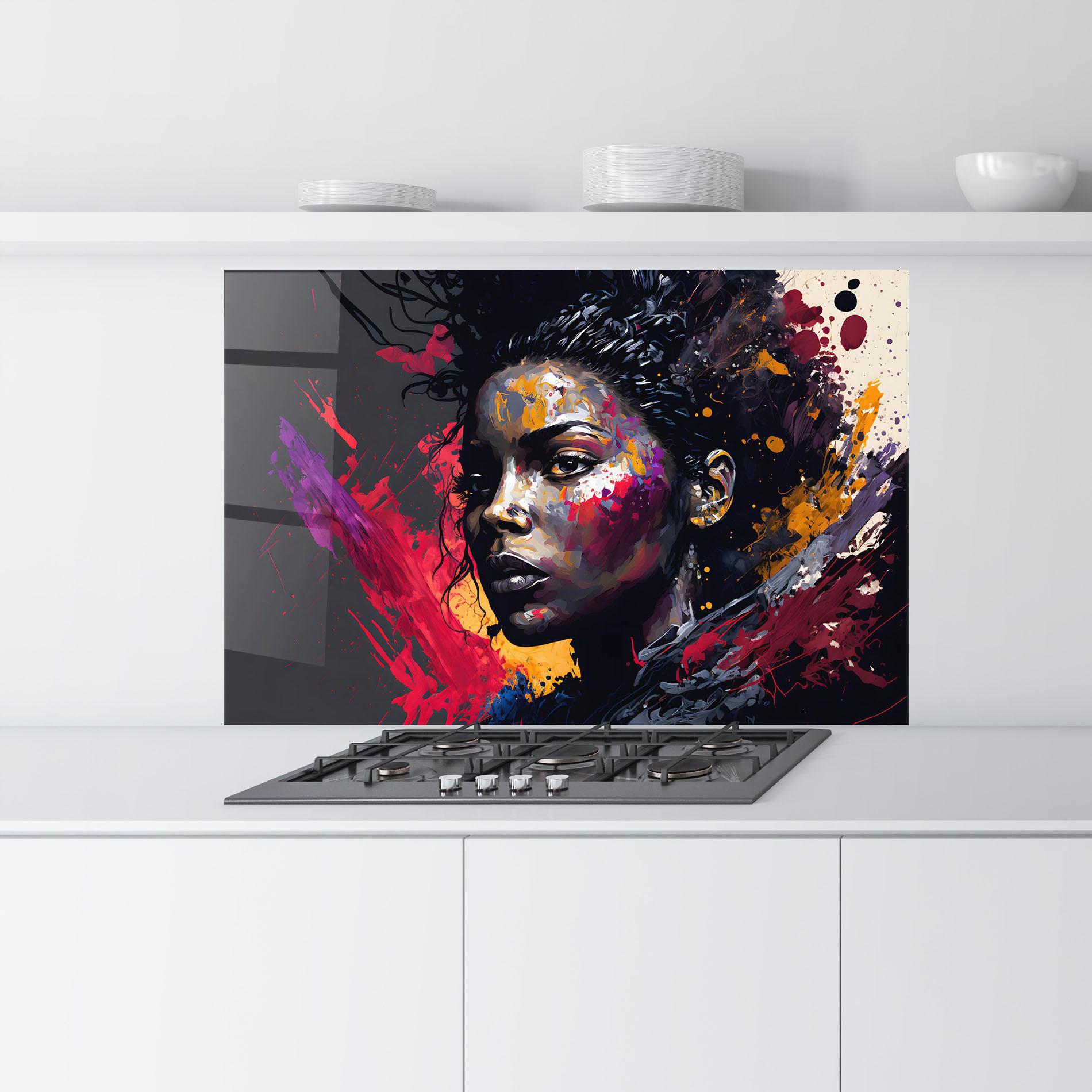 Konyhai üveg hátfal African Woman Splash mockup 9