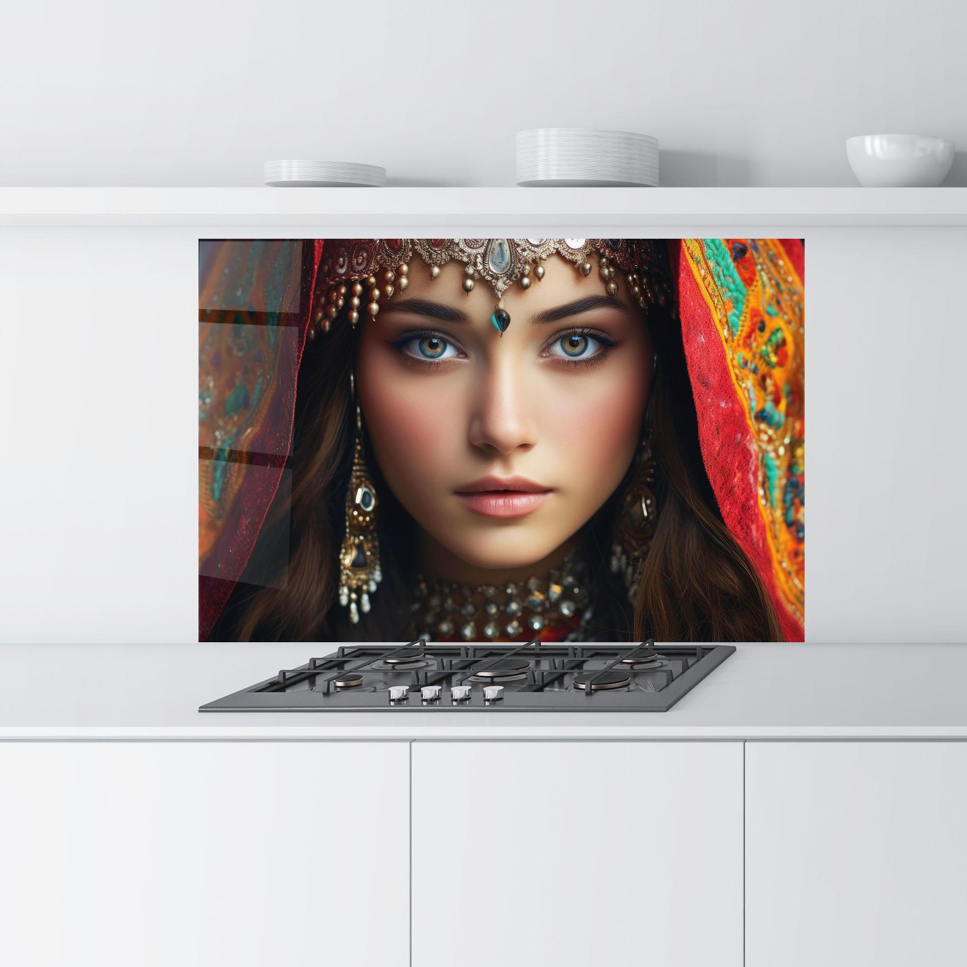 Konyhai üveg hátfal Blue Green Culture Eye mockup 9