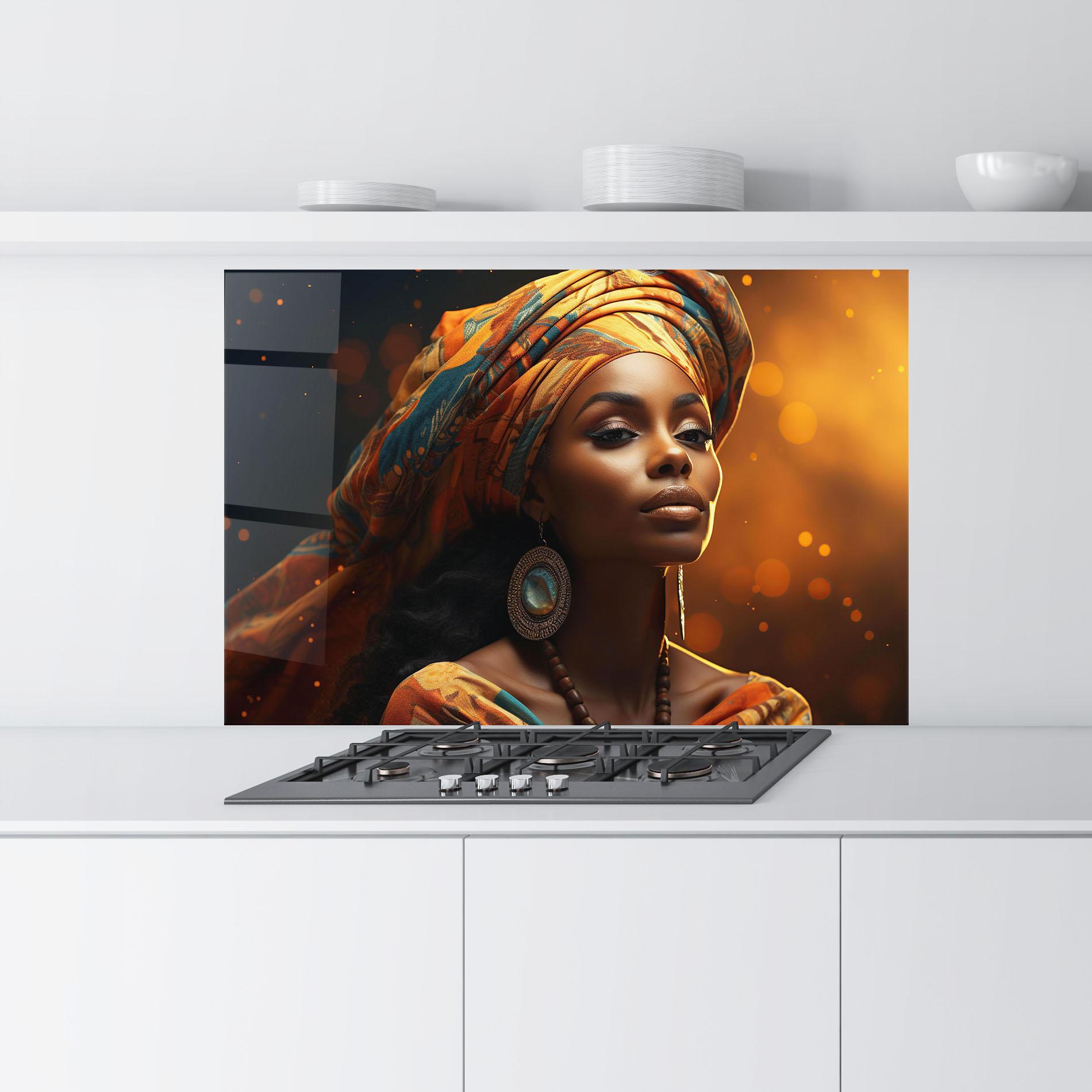 Konyhai üveg hátfal Fashion African Portrait mockup 9