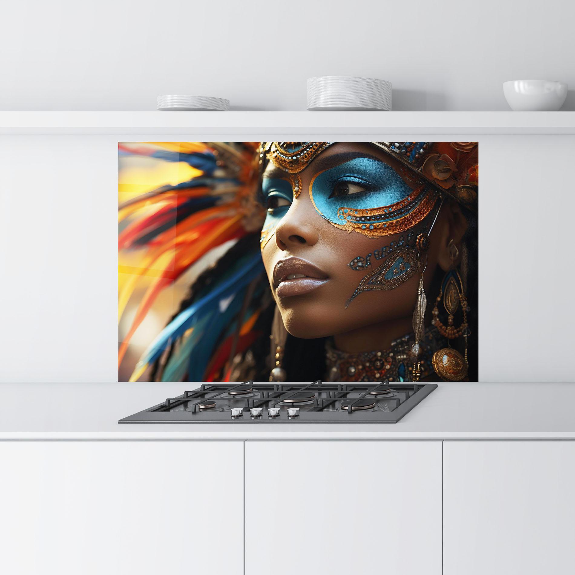 Konyhai üveg hátfal Traditional Feathers Clothing mockup 9