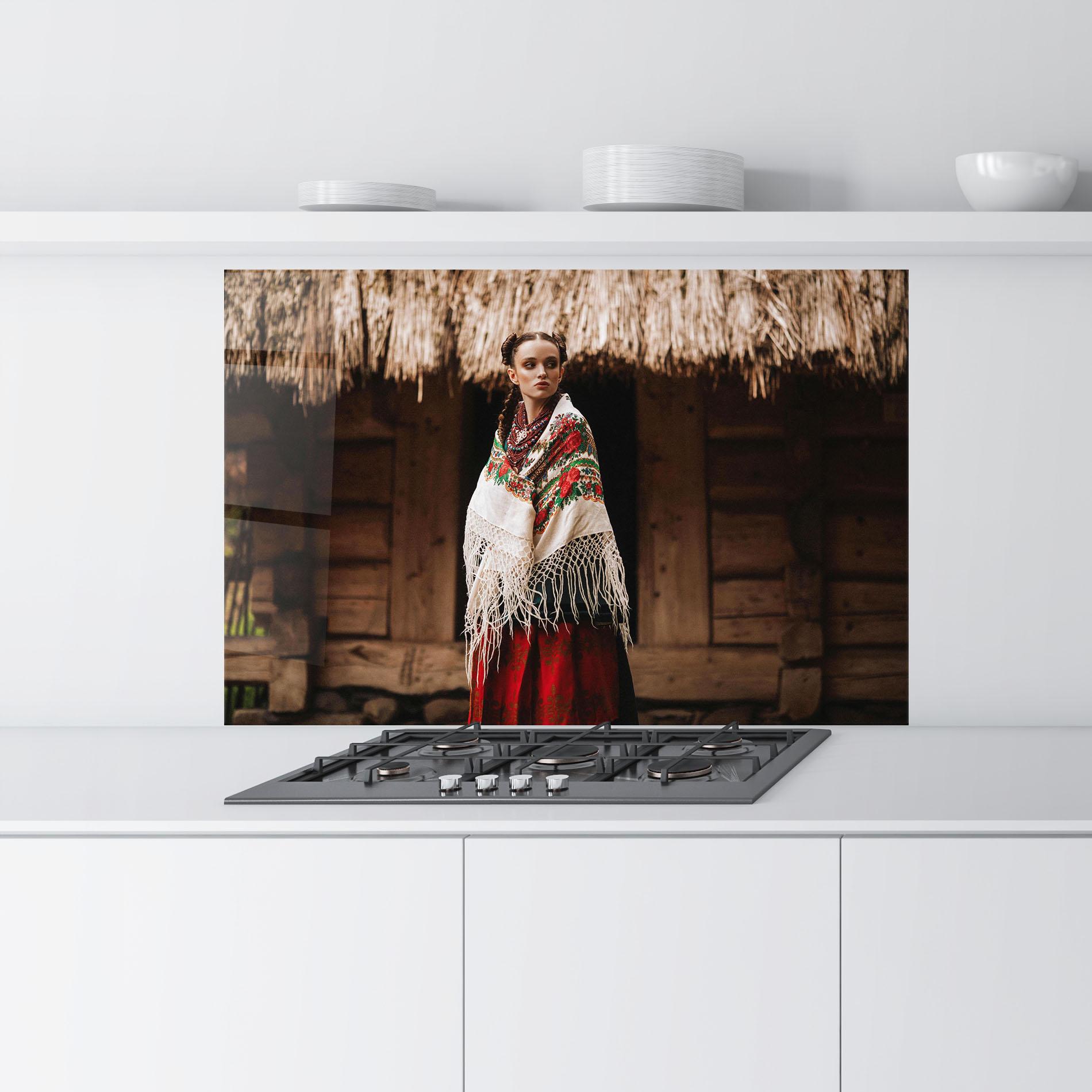 Konyhai üveg hátfal Ukrainian Dress mockup 9