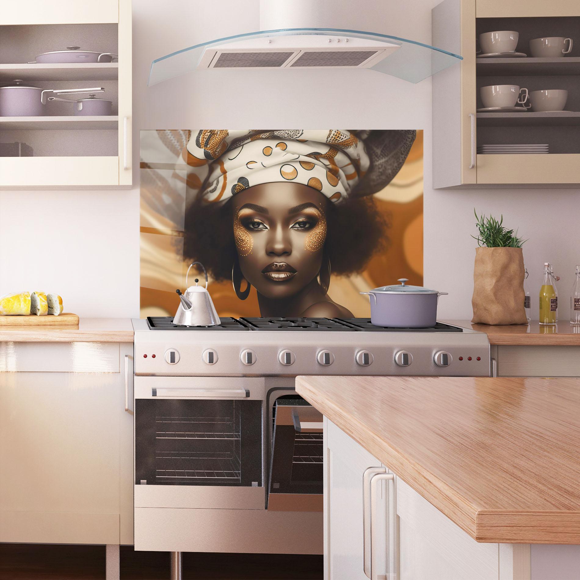Konyhai üveg hátfal Abstract African Woman mockup 1