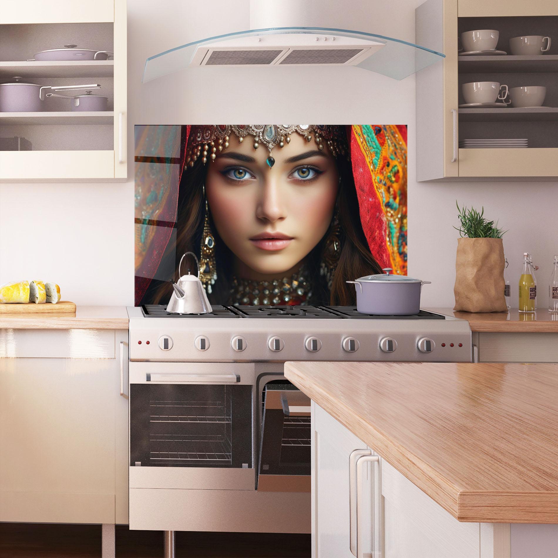 Konyhai üveg hátfal Blue Green Culture Eye mockup 1